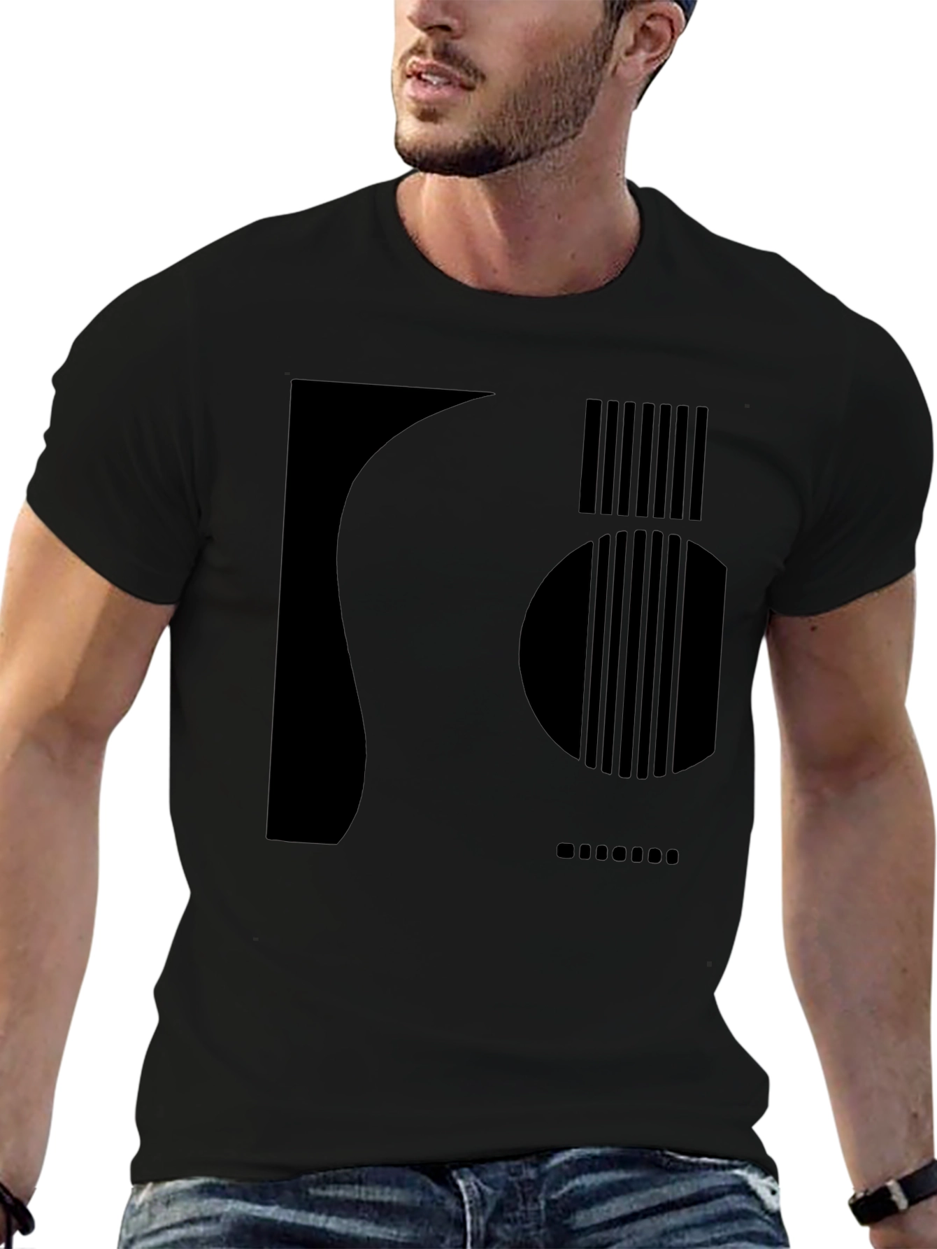 Abstract Guitar Graphic Black T-Shirt