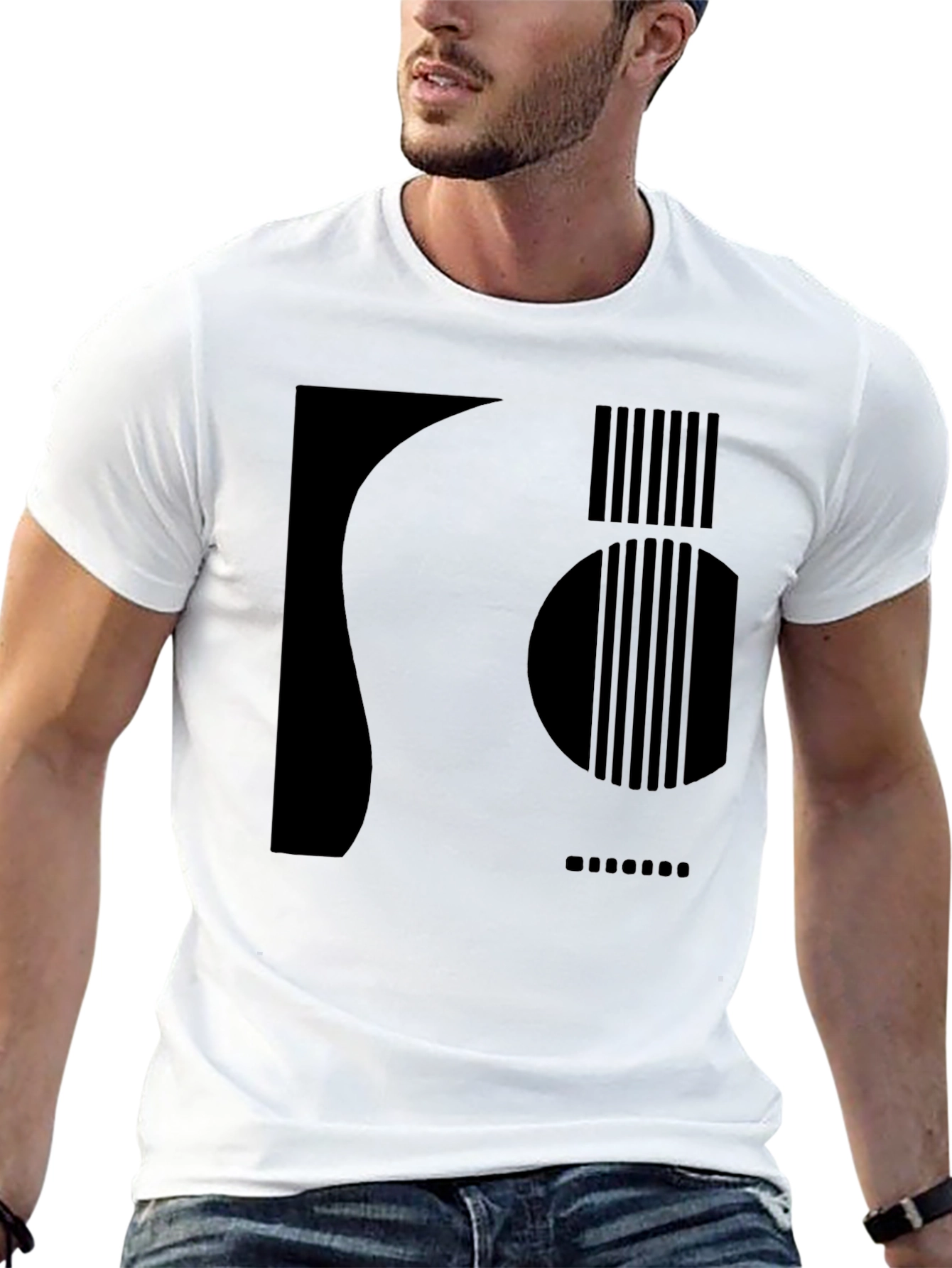 Abstract Guitar Graphic Black T-Shirt