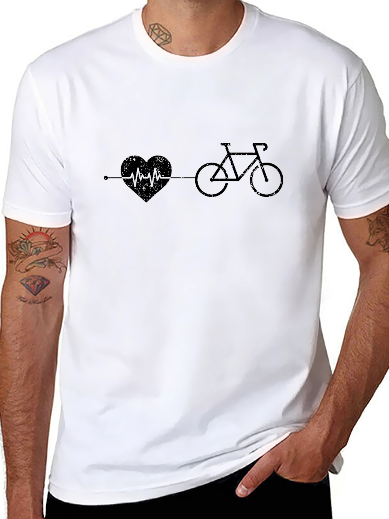 Heartbeat Bicycle Graphic Tee - Black