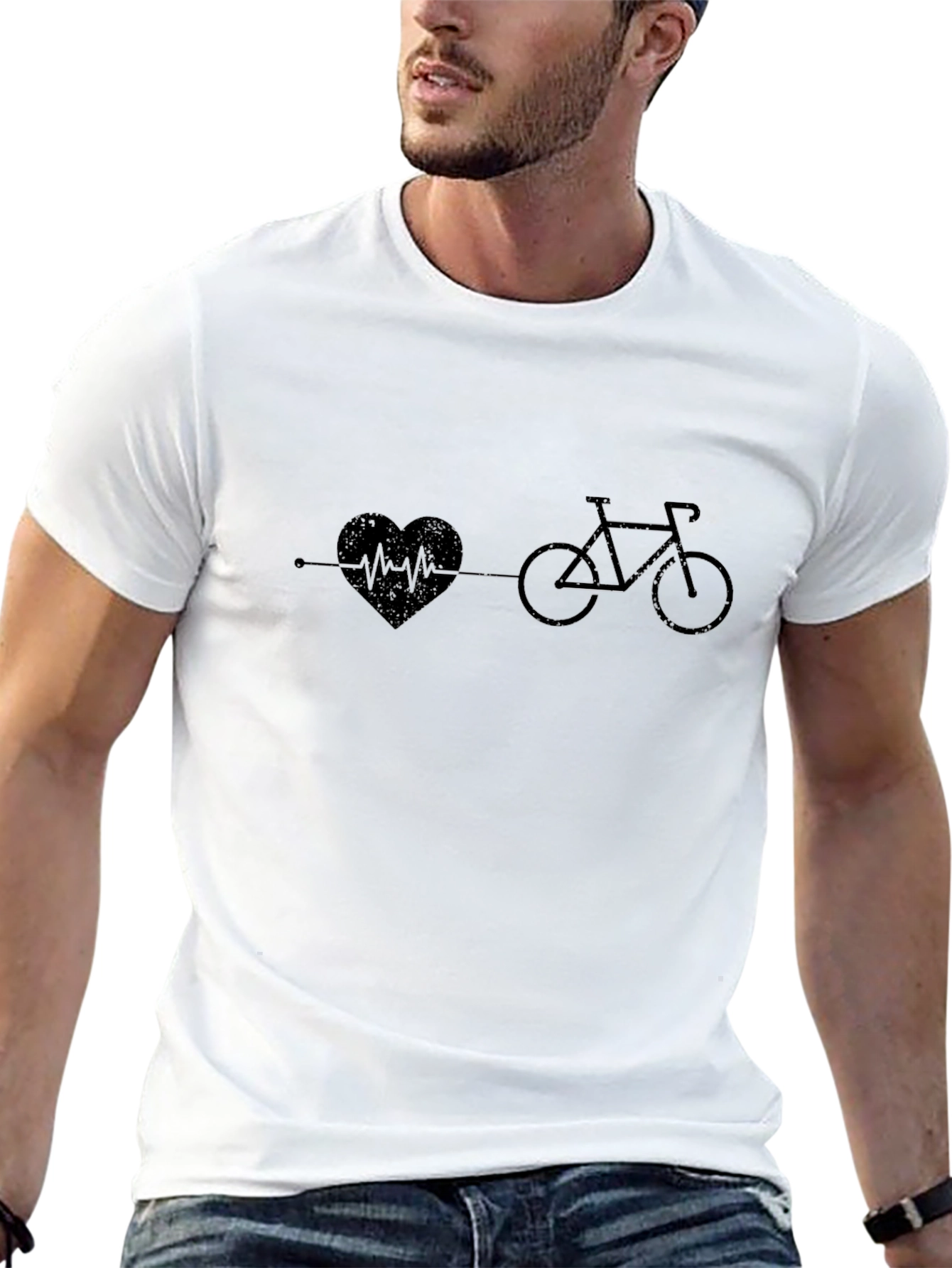 Heartbeat Bicycle Graphic Tee - Black