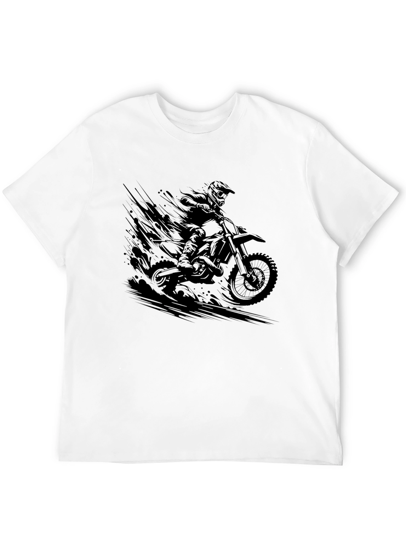 Black Motocross Rider Graphic Tee - Cool Biker Design