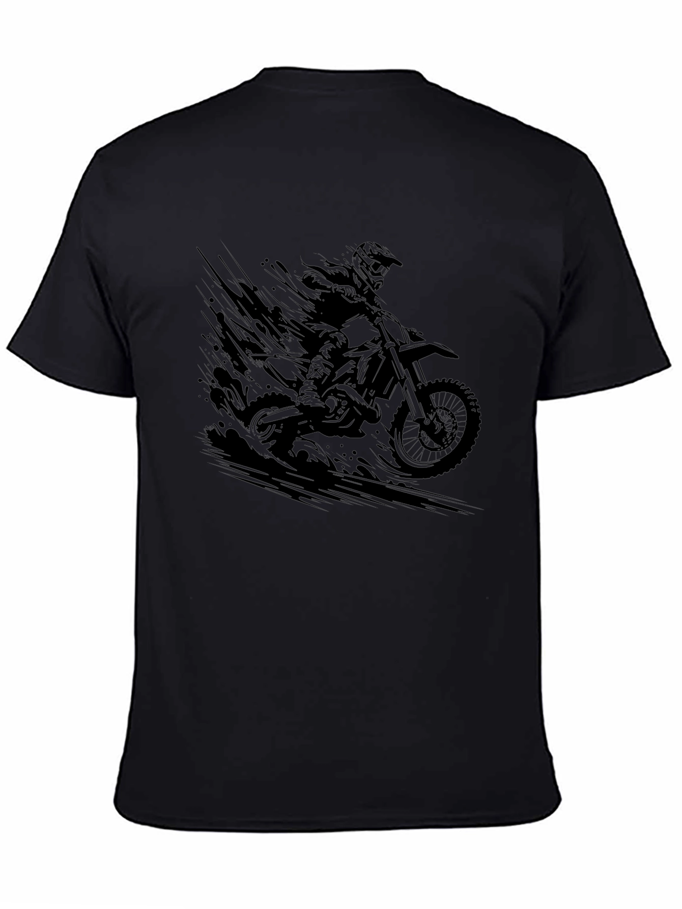 Black Motocross Rider Graphic Tee - Cool Biker Design