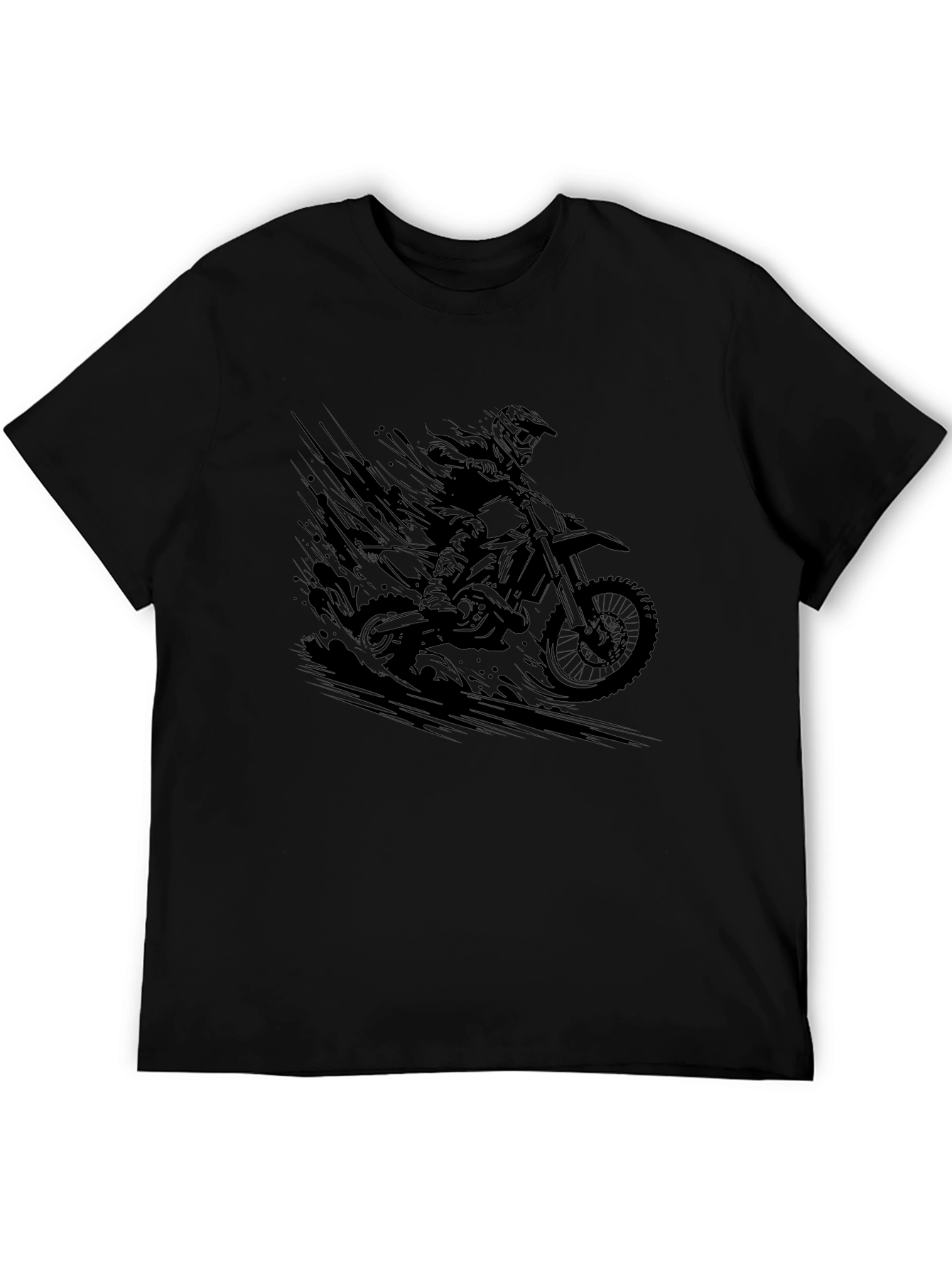Black Motocross Rider Graphic Tee - Cool Biker Design