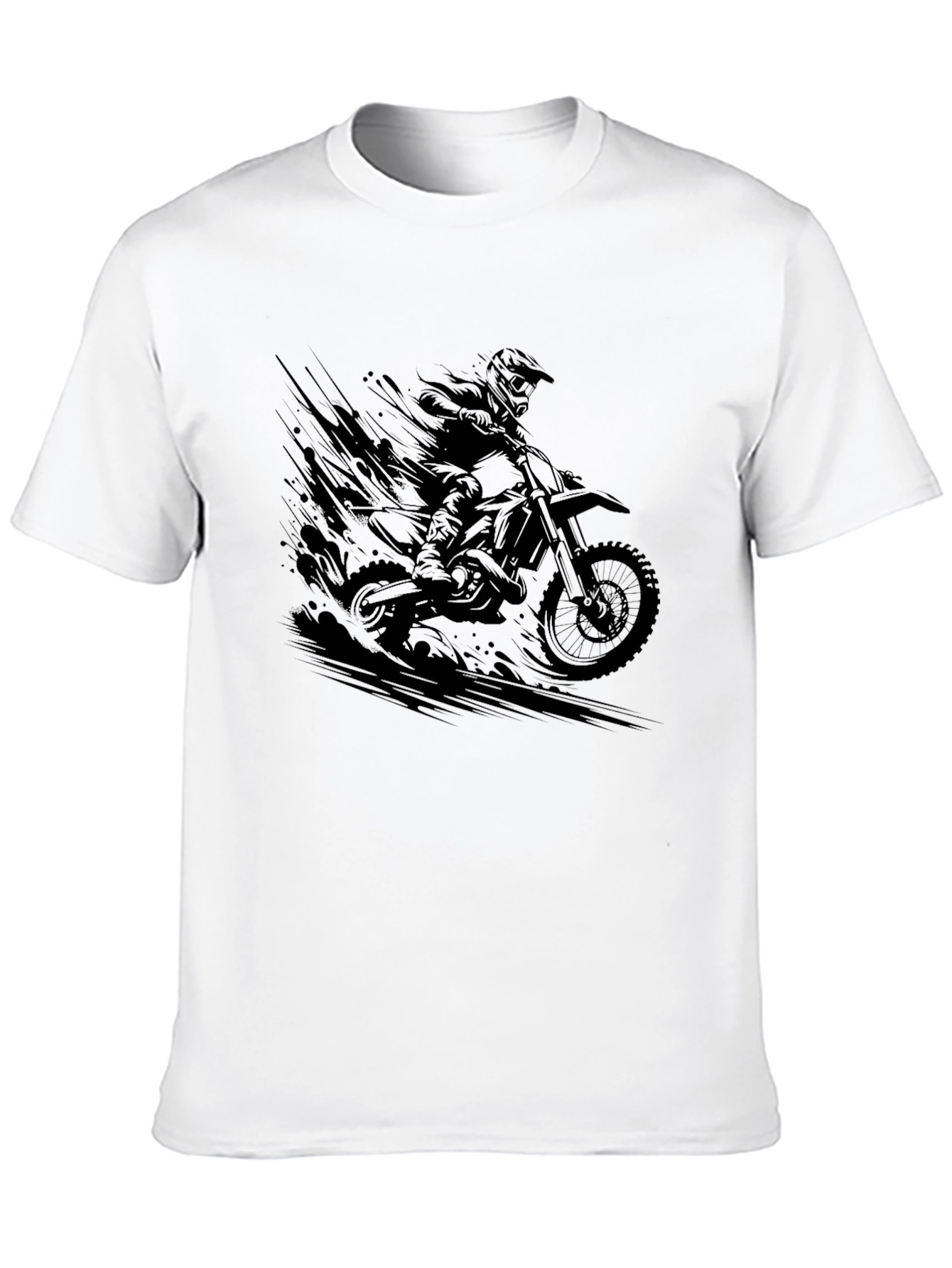 Black Motocross Rider Graphic Tee - Cool Biker Design