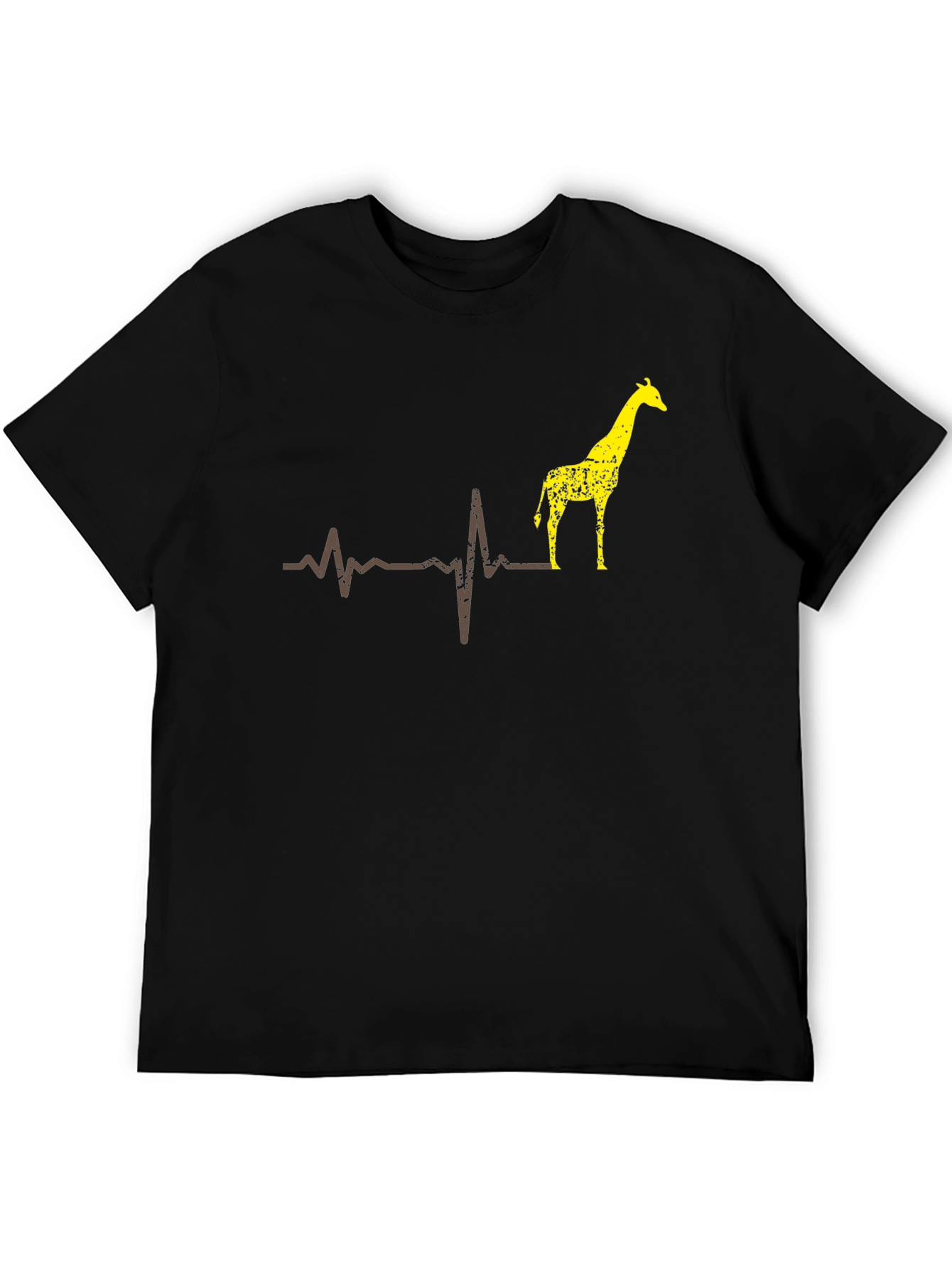 Giraffe Heartbeat T-Shirt - Mens Black Graphic Tee