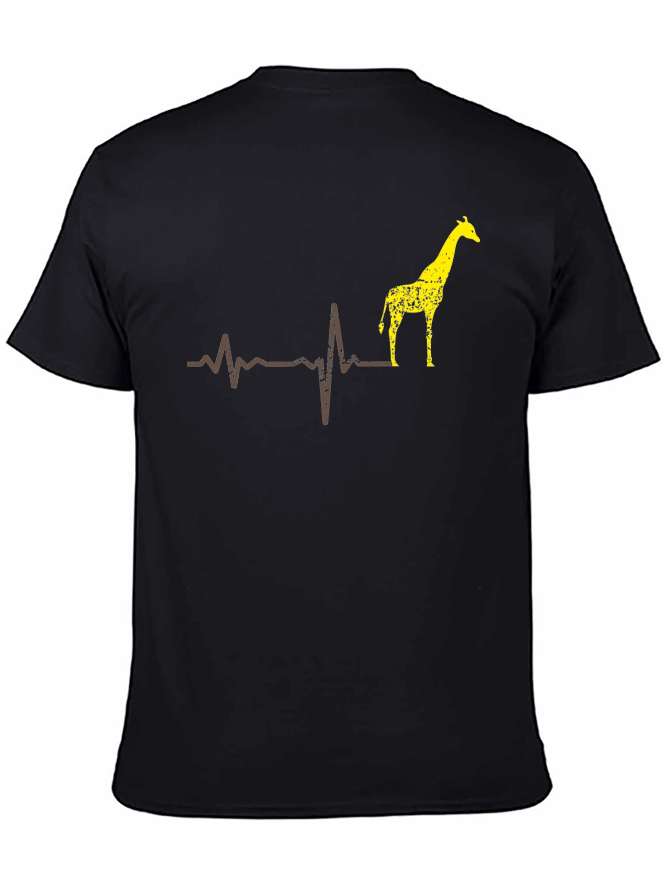 Giraffe Heartbeat T-Shirt - Mens Black Graphic Tee