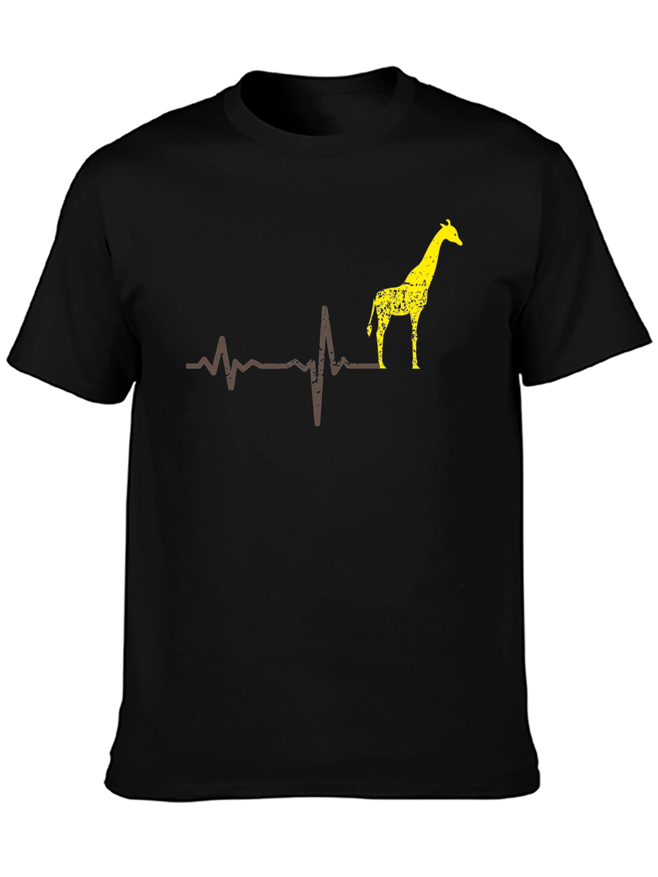 Giraffe Heartbeat T-Shirt - Mens Black Graphic Tee