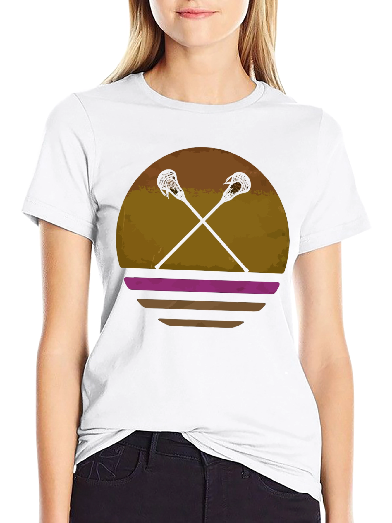 Lacrosse Sticks Sunset Graphic T-Shirt