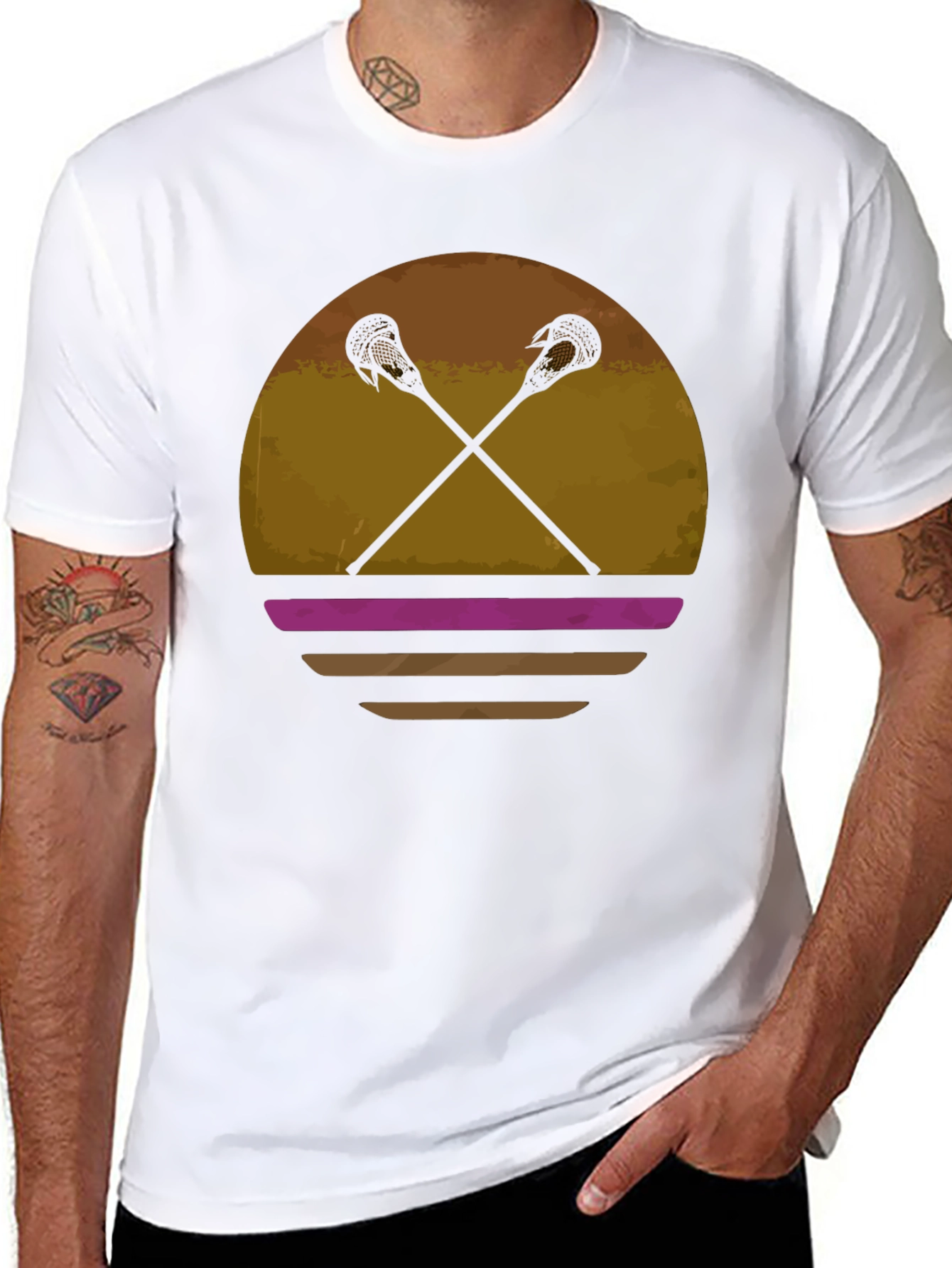 Lacrosse Sticks Sunset Graphic T-Shirt