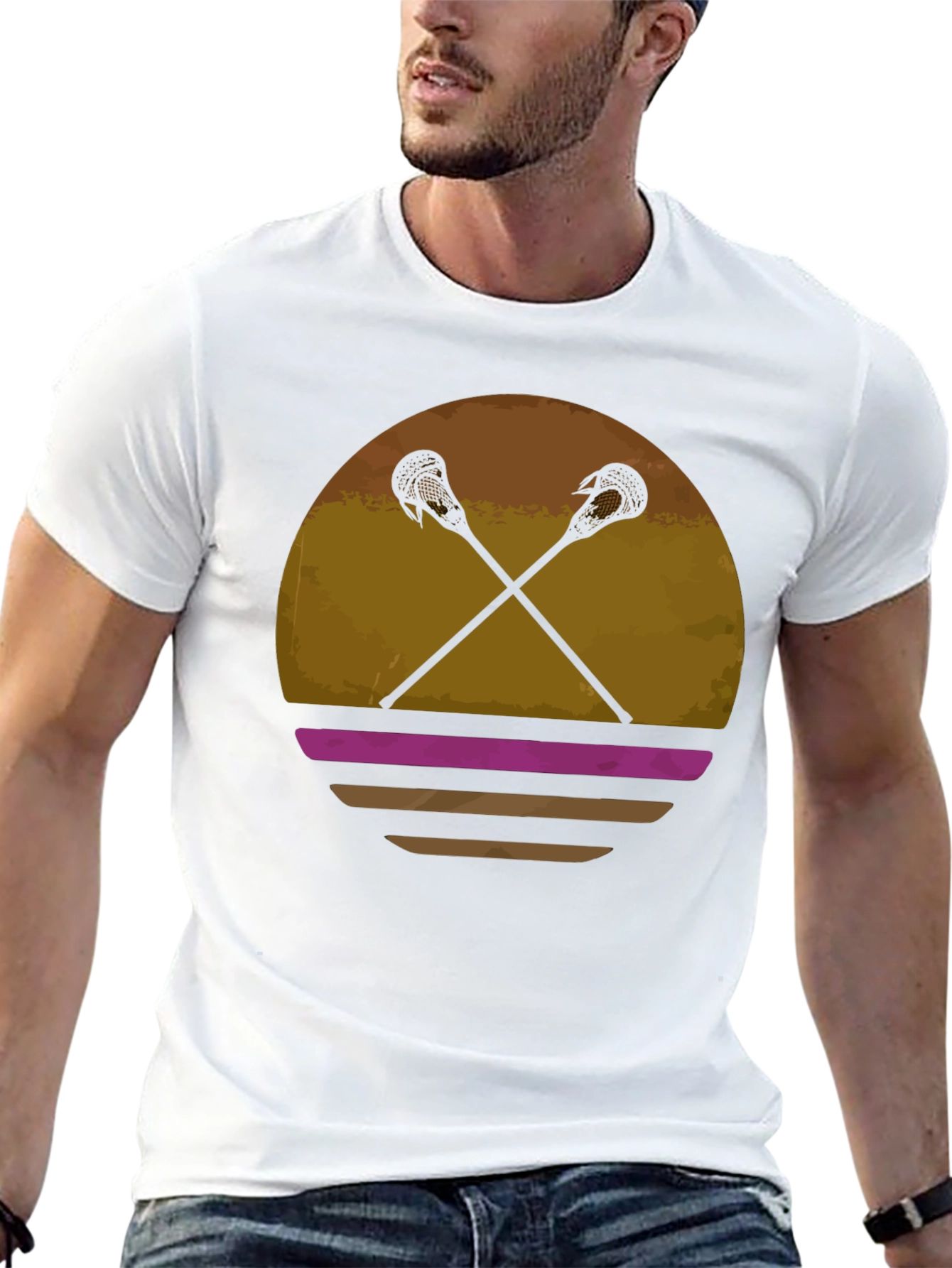 Lacrosse Sticks Sunset Graphic T-Shirt