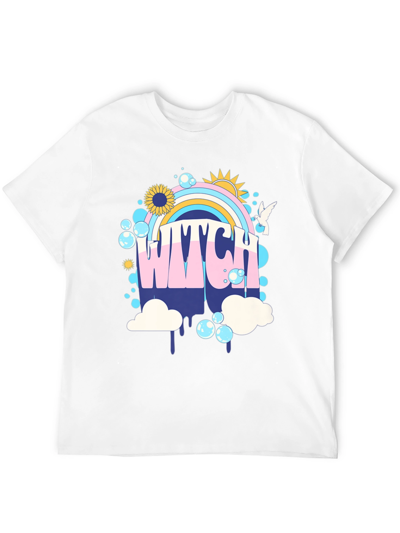 Retro Witch T-Shirt - Rainbow Graphic Tee