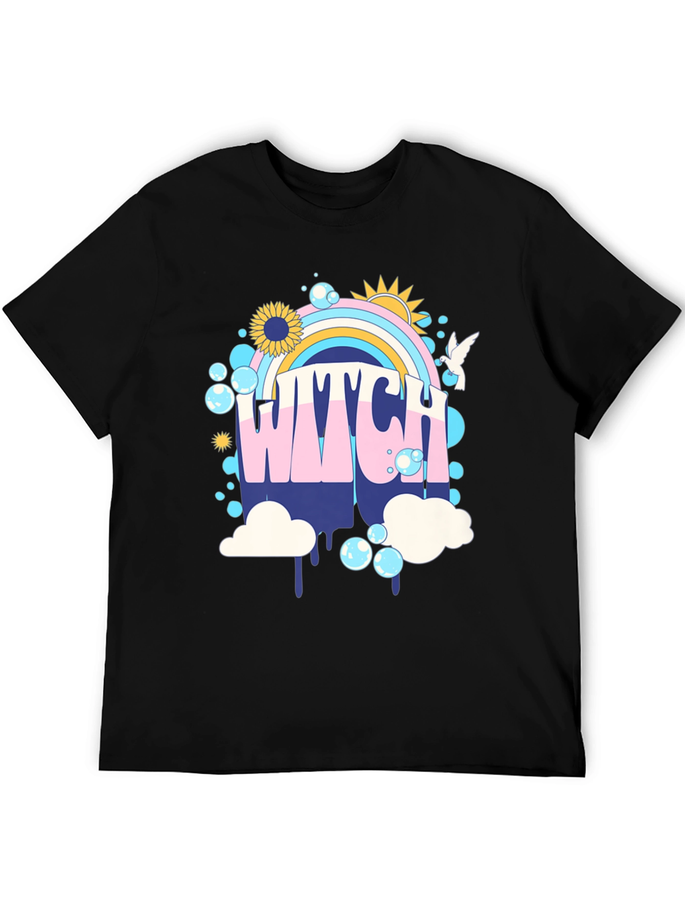 Retro Witch T-Shirt - Rainbow Graphic Tee