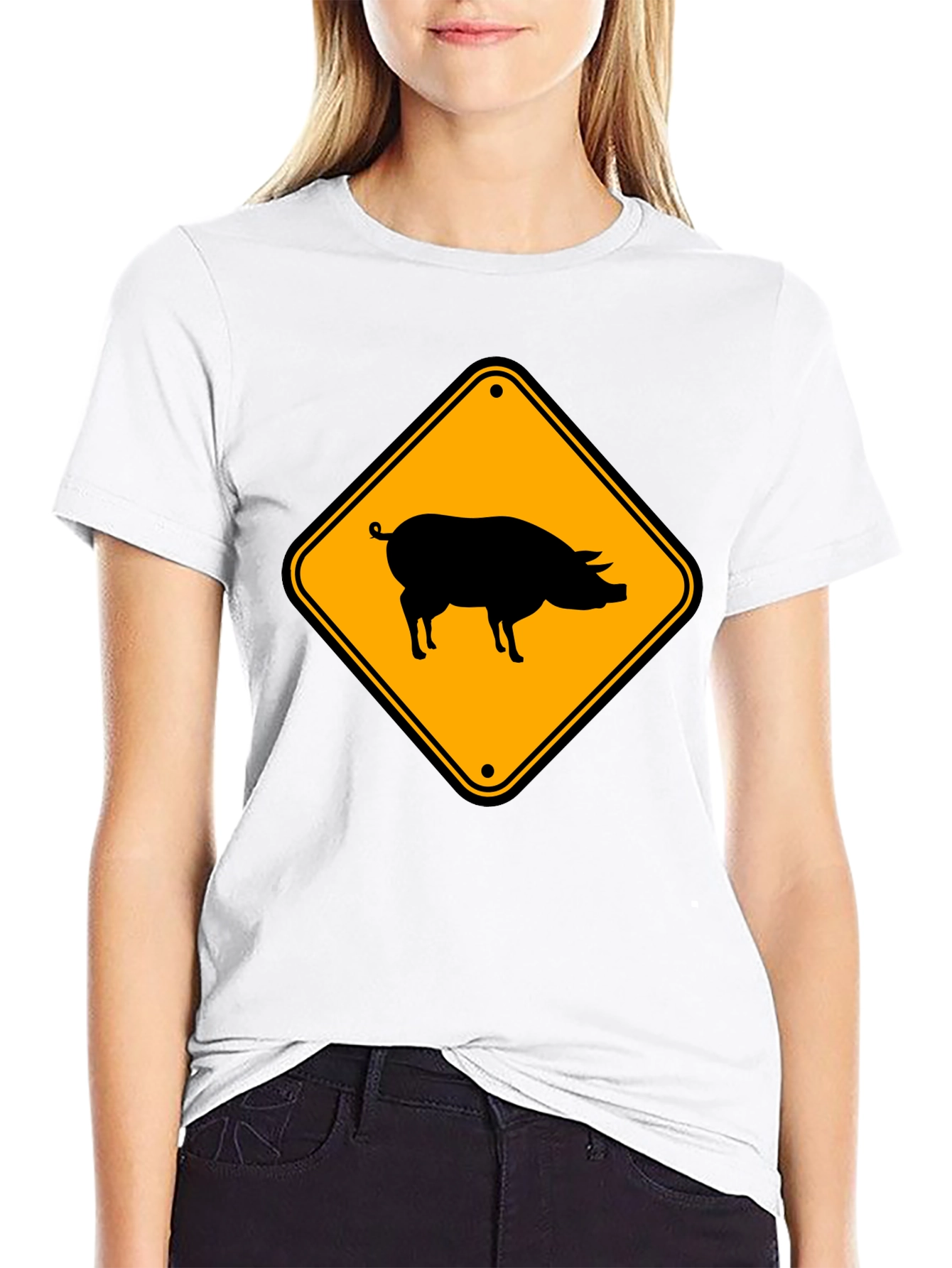 Novelty Pig Crossing T-Shirt