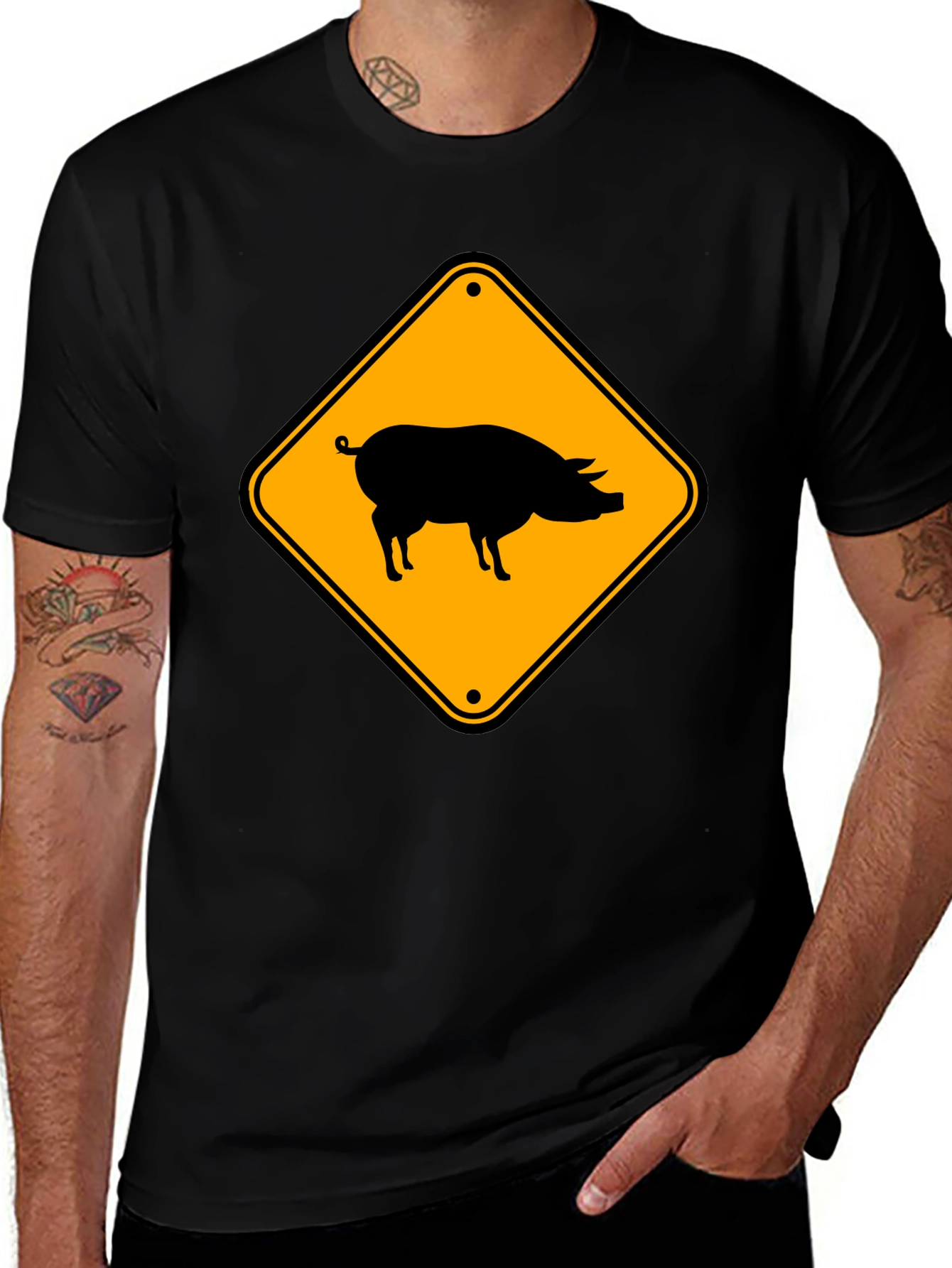 Novelty Pig Crossing T-Shirt