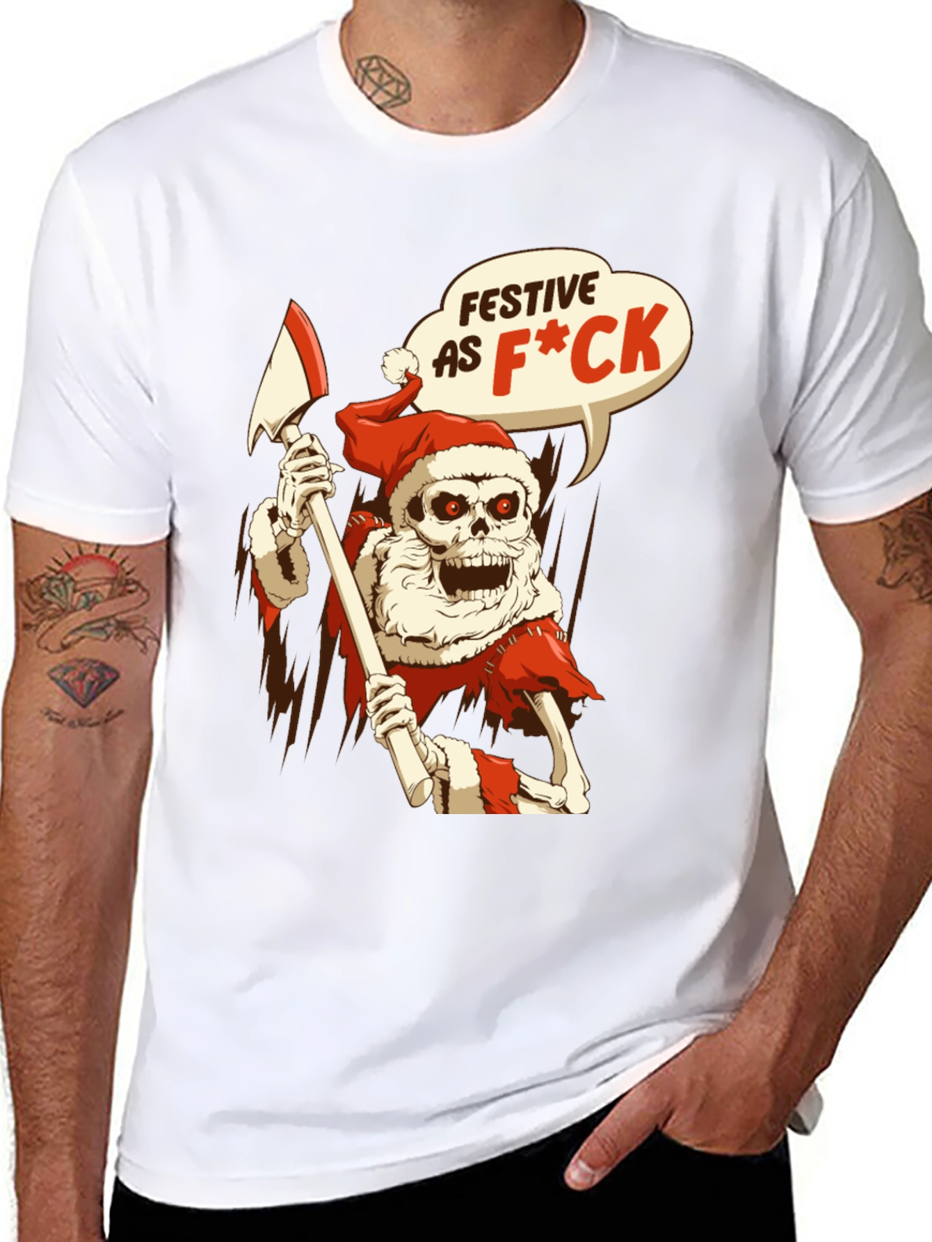 Festive Skeleton Santa T-Shirt