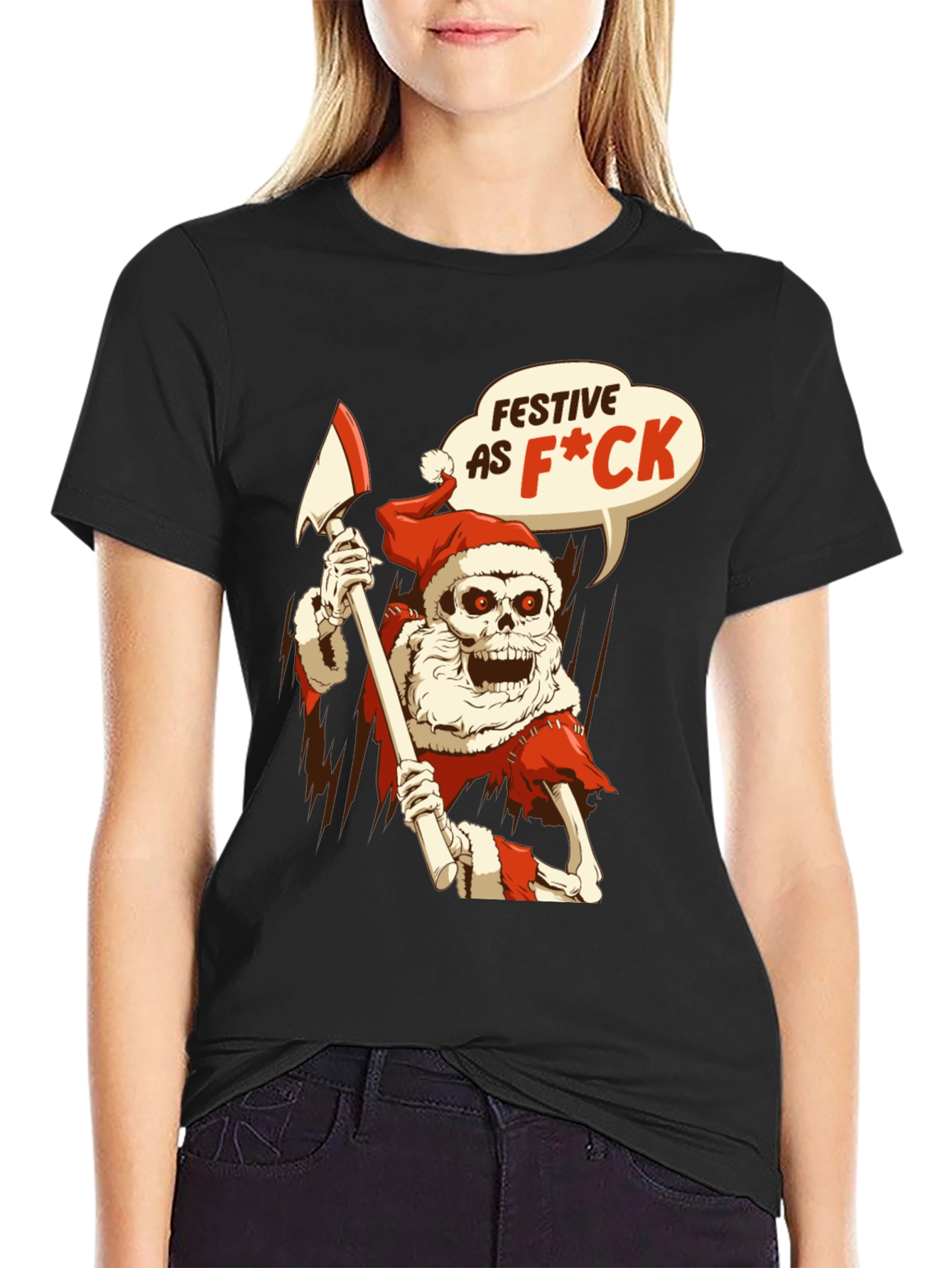 Festive Skeleton Santa T-Shirt