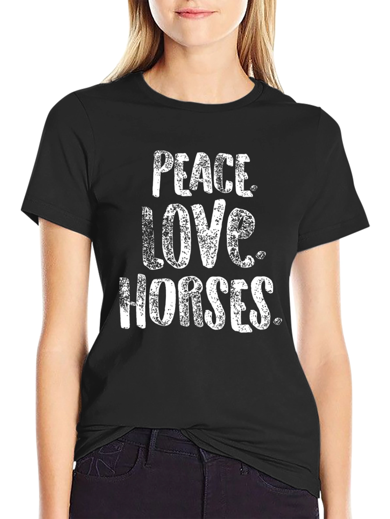 Peace Love Horses T-Shirt - Black Cotton Tee