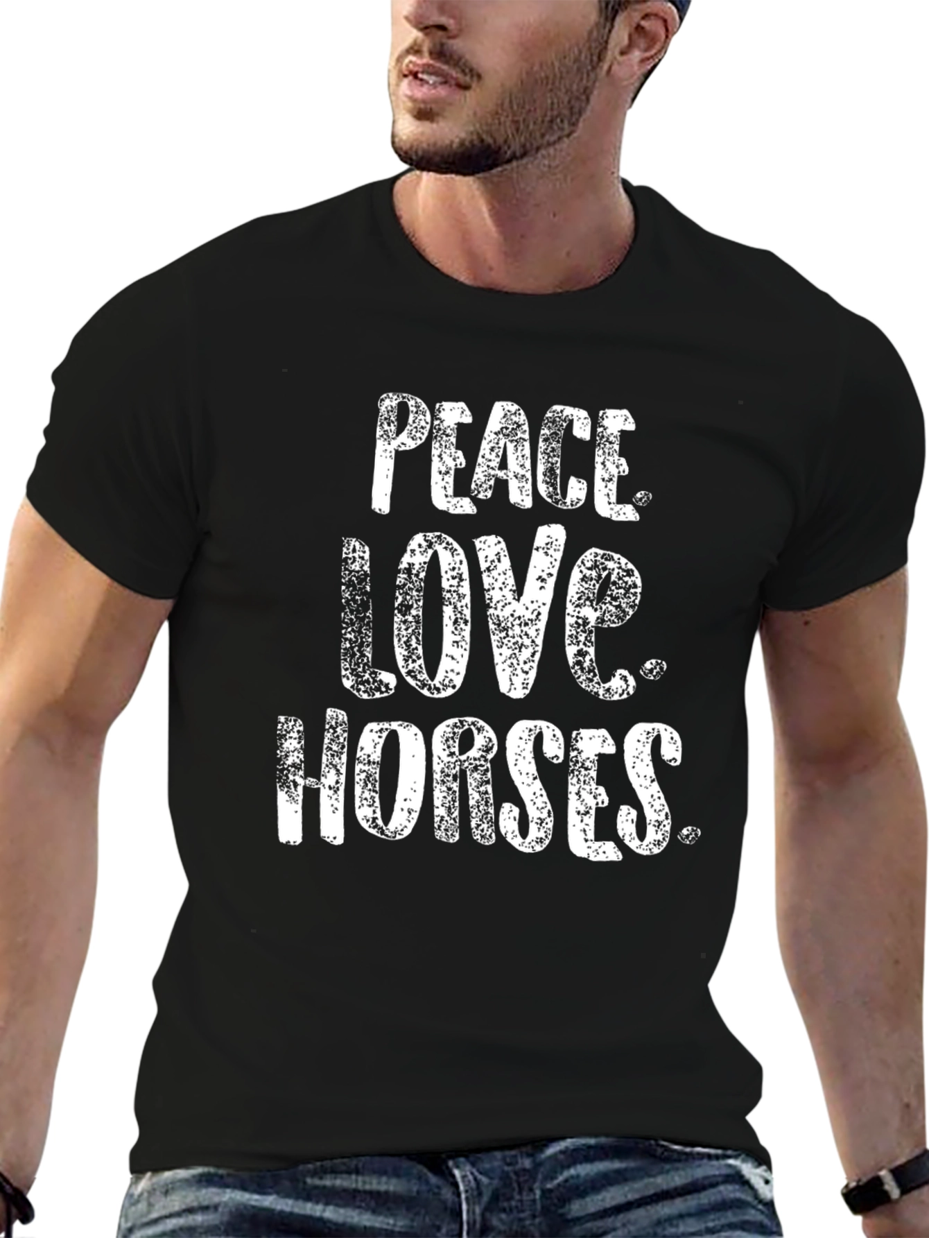 Peace Love Horses T-Shirt - Black Cotton Tee