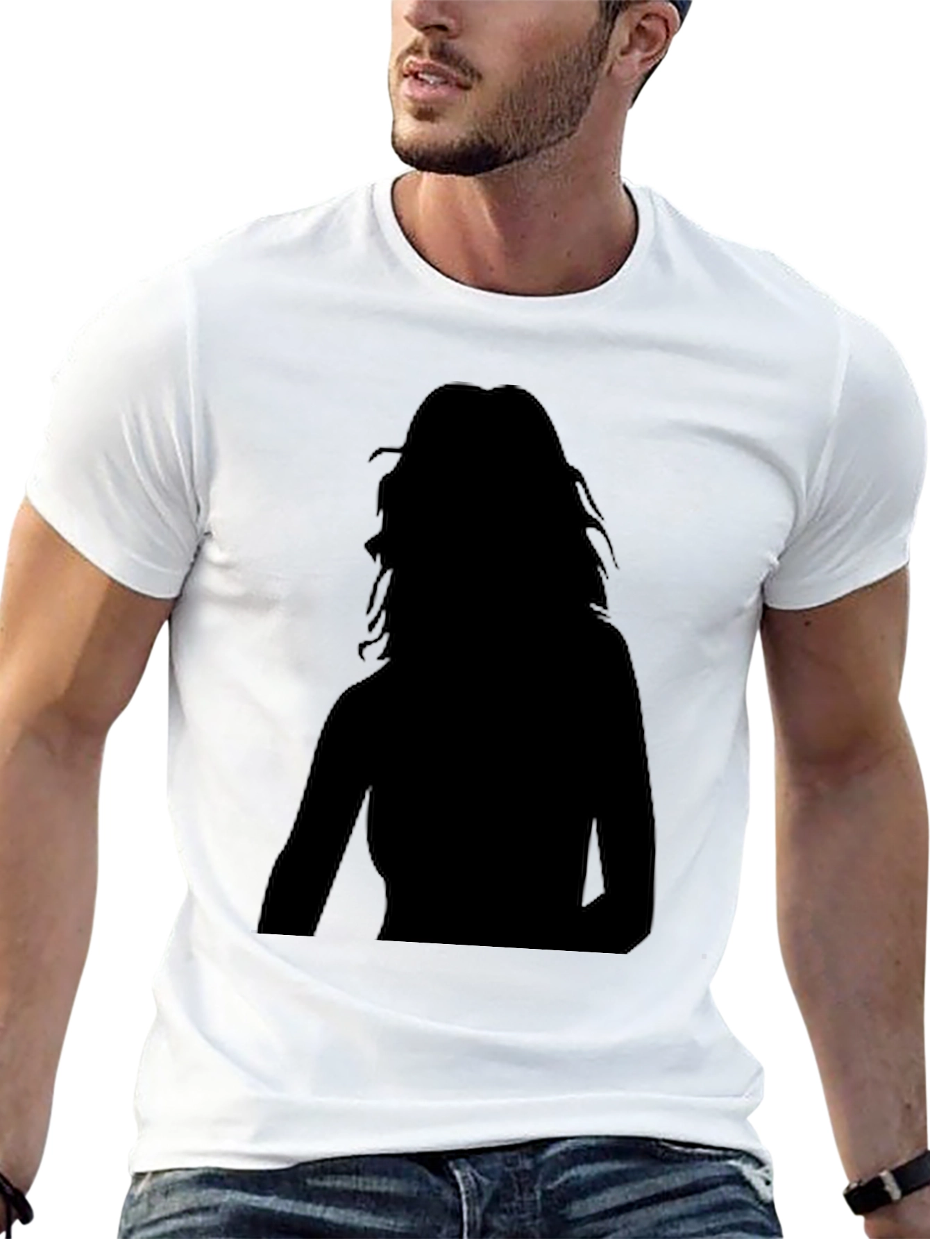 Mens Black T-Shirt with Silhouette Design