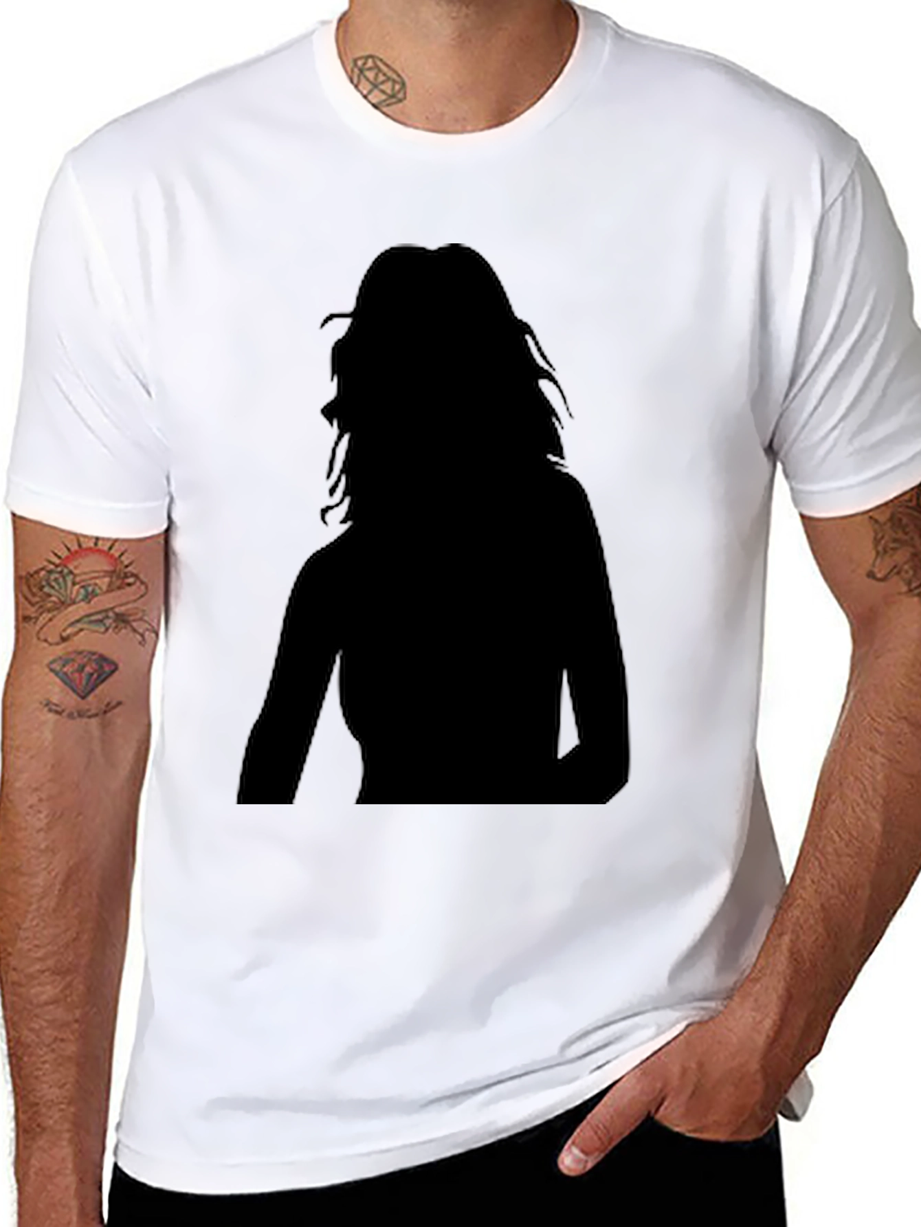 Mens Black T-Shirt with Silhouette Design