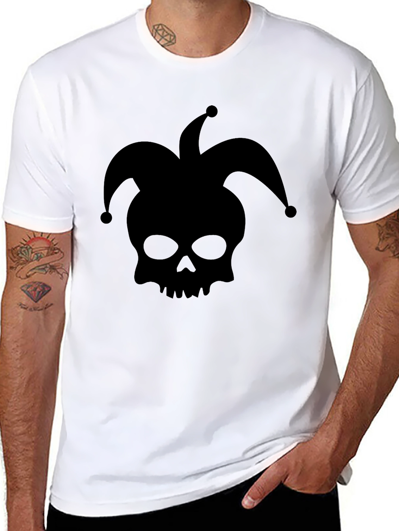 Skull Jester Graphic T-Shirt - Black
