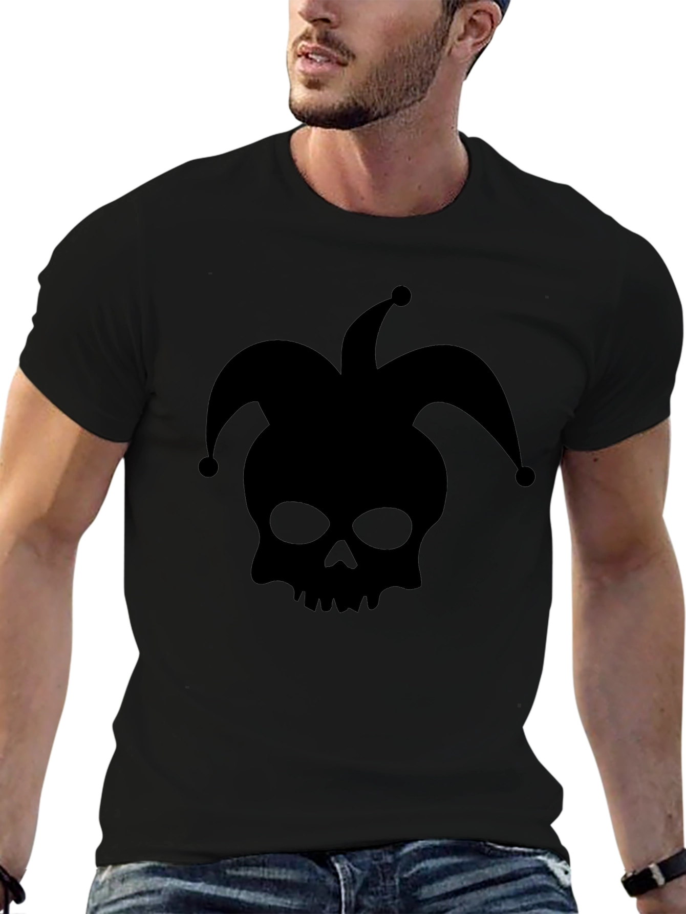 Skull Jester Graphic T-Shirt - Black