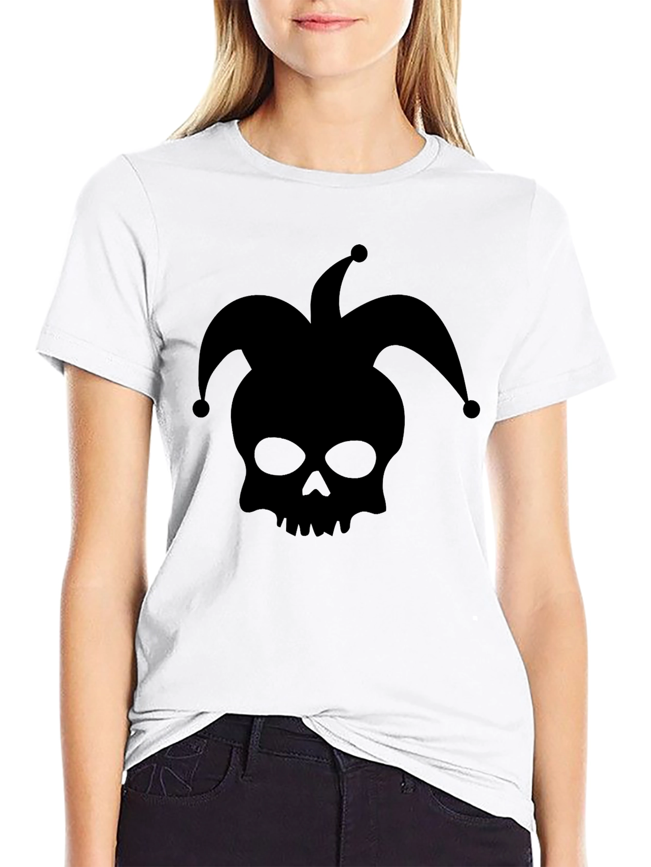 Skull Jester Graphic T-Shirt - Black