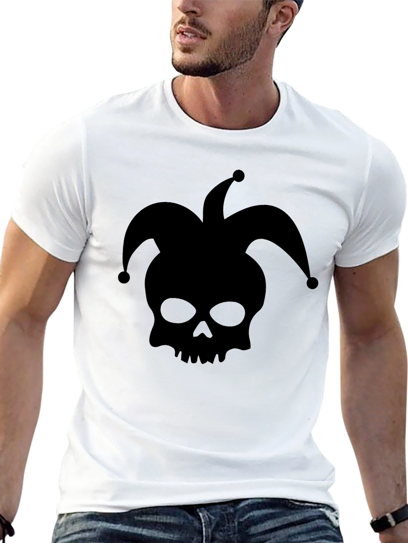 Skull Jester Graphic T-Shirt - Black