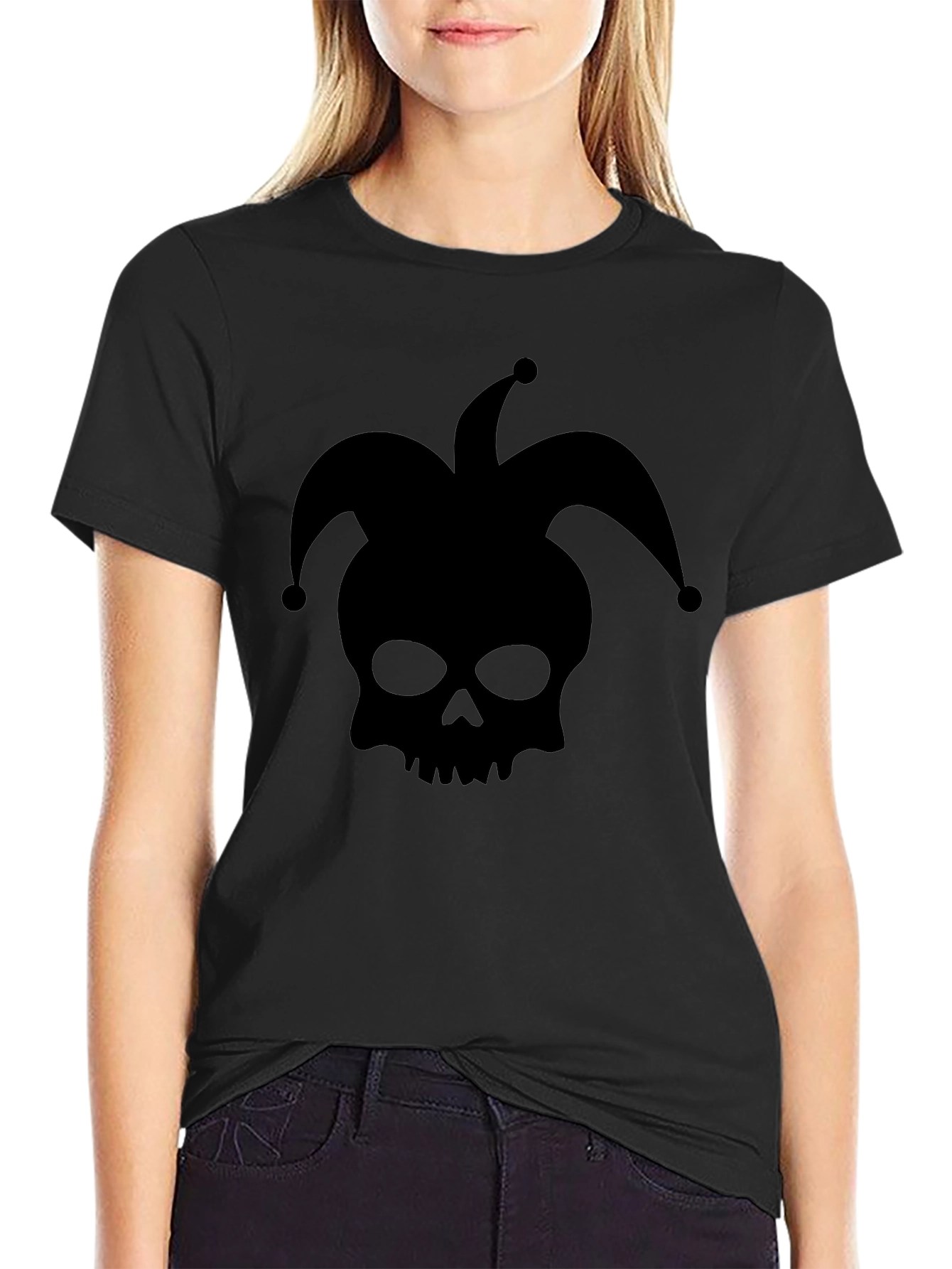Skull Jester Graphic T-Shirt - Black