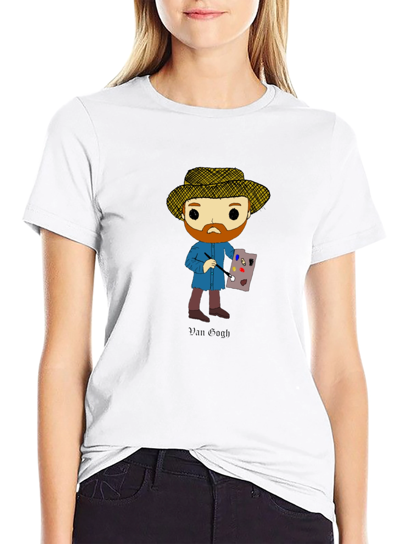 Van Gogh Cartoon T-Shirt - Artistic Novelty Tee