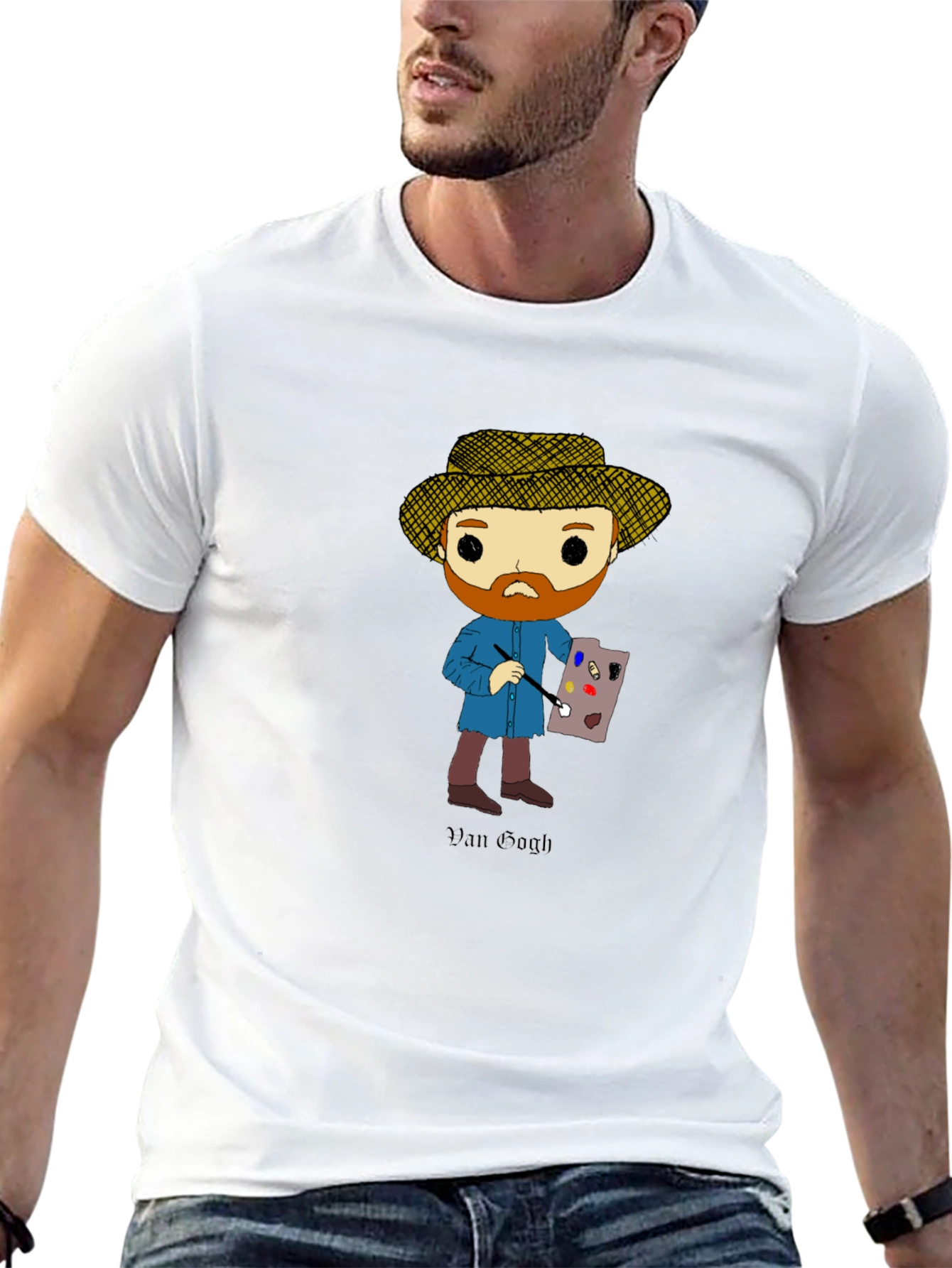 Van Gogh Cartoon T-Shirt - Artistic Novelty Tee