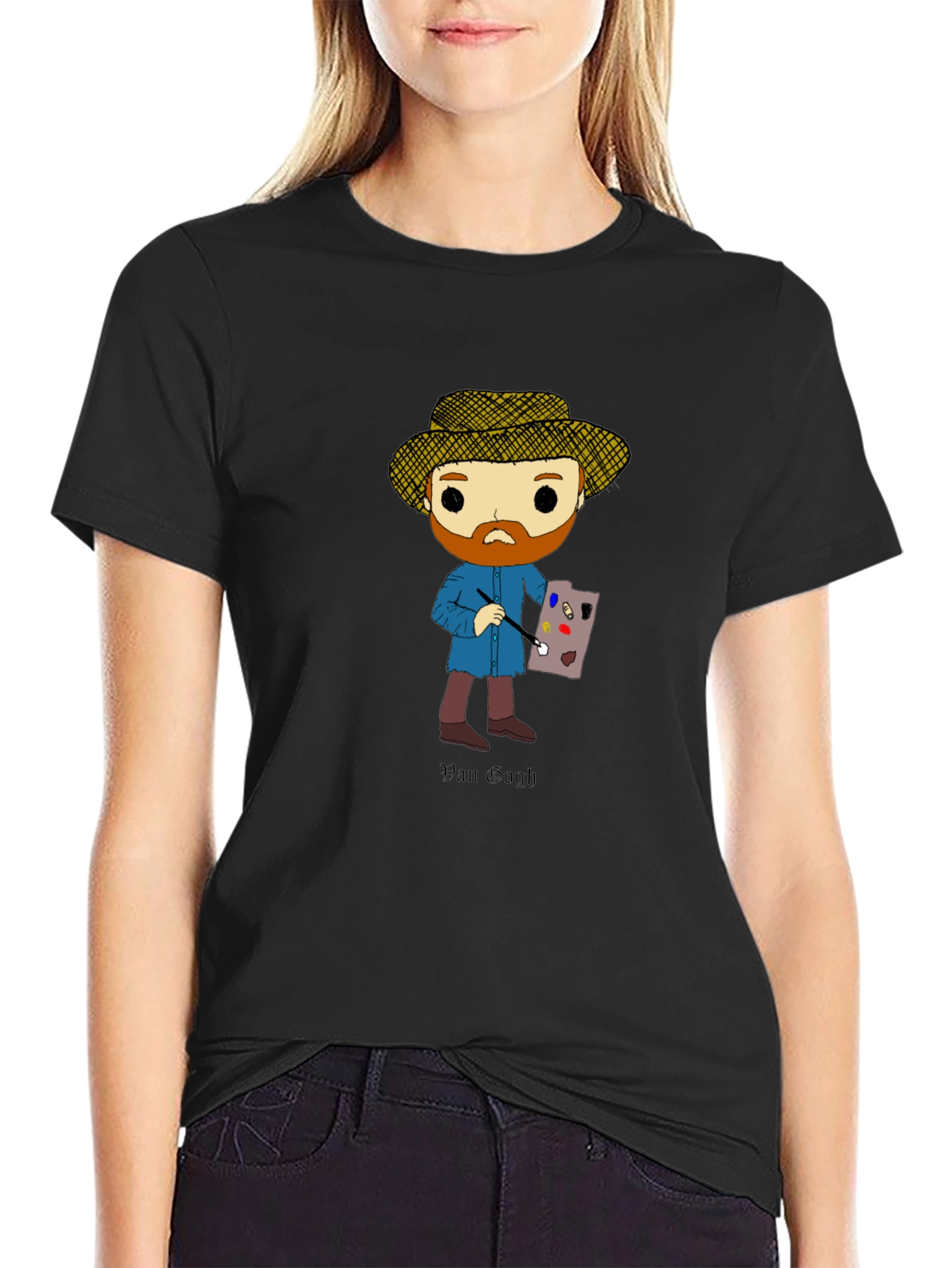 Van Gogh Cartoon T-Shirt - Artistic Novelty Tee