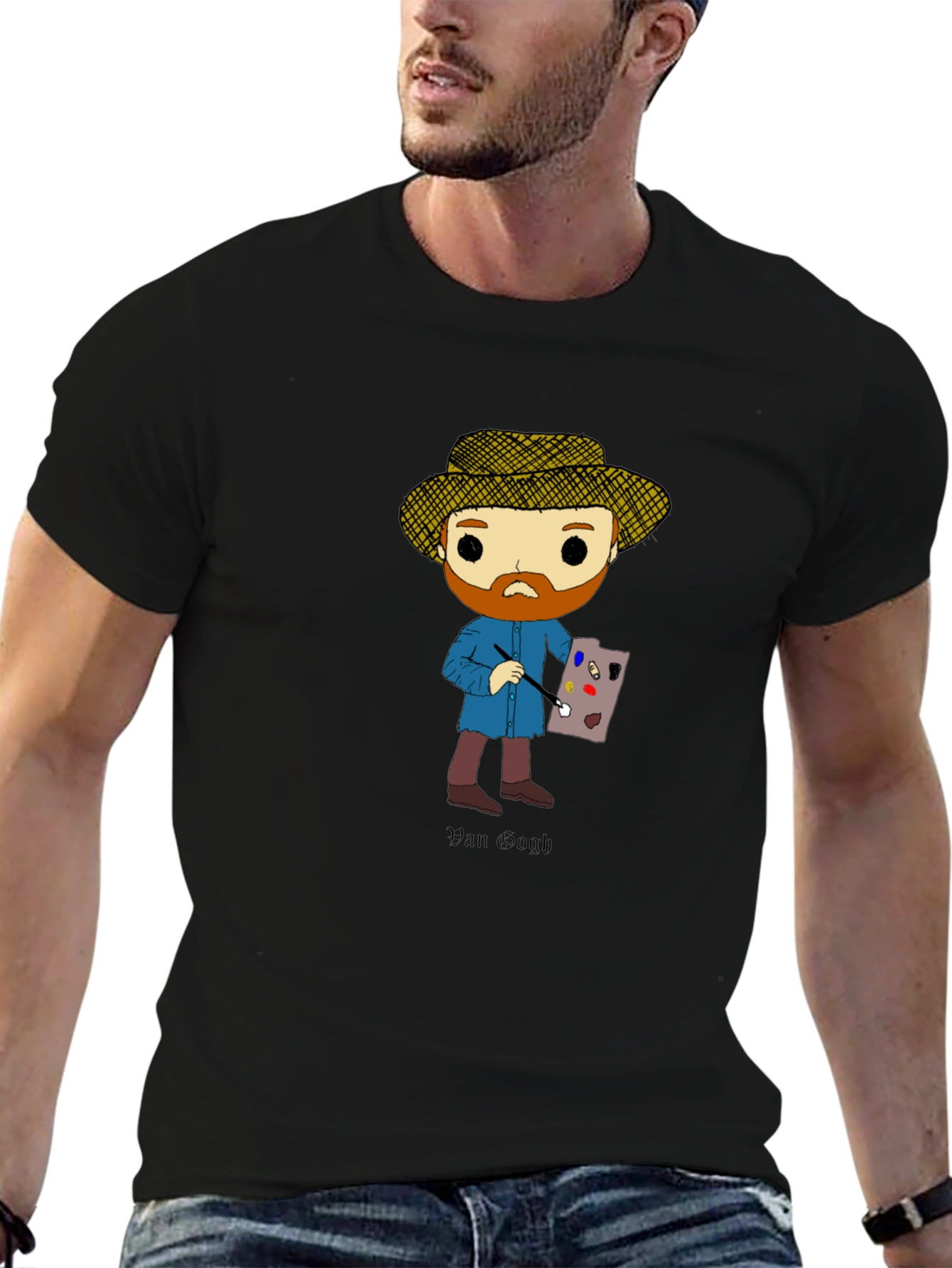 Van Gogh Cartoon T-Shirt - Artistic Novelty Tee