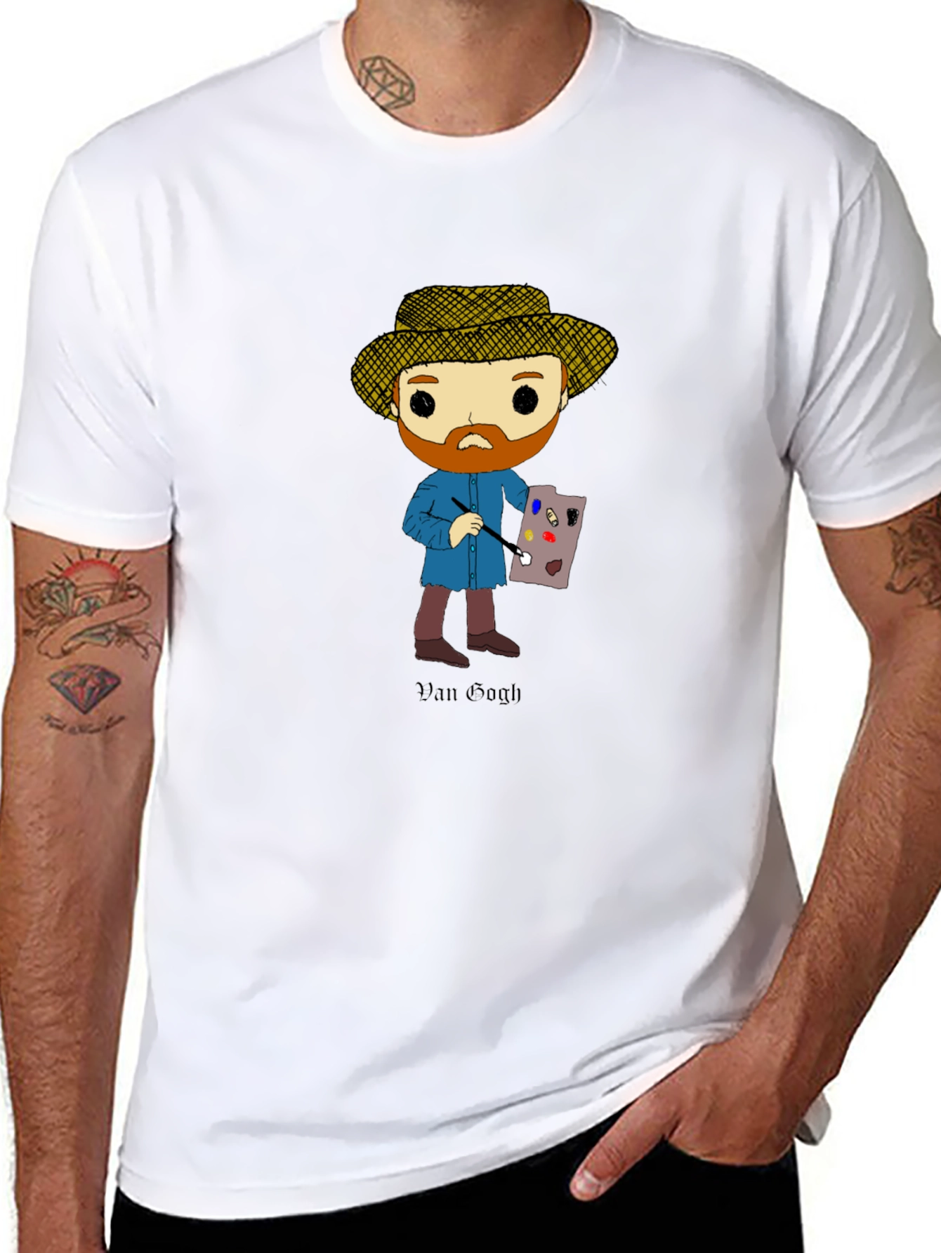 Van Gogh Cartoon T-Shirt - Artistic Novelty Tee
