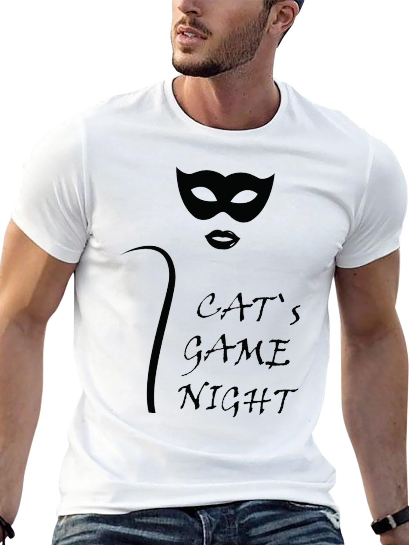 Cats Game Night Graphic Tee - Sleek Black T-Shirt