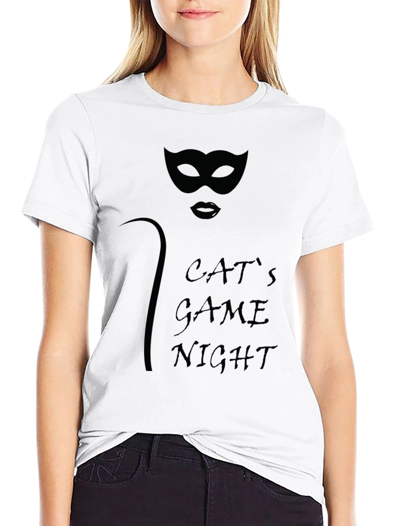 Cats Game Night Graphic Tee - Sleek Black T-Shirt