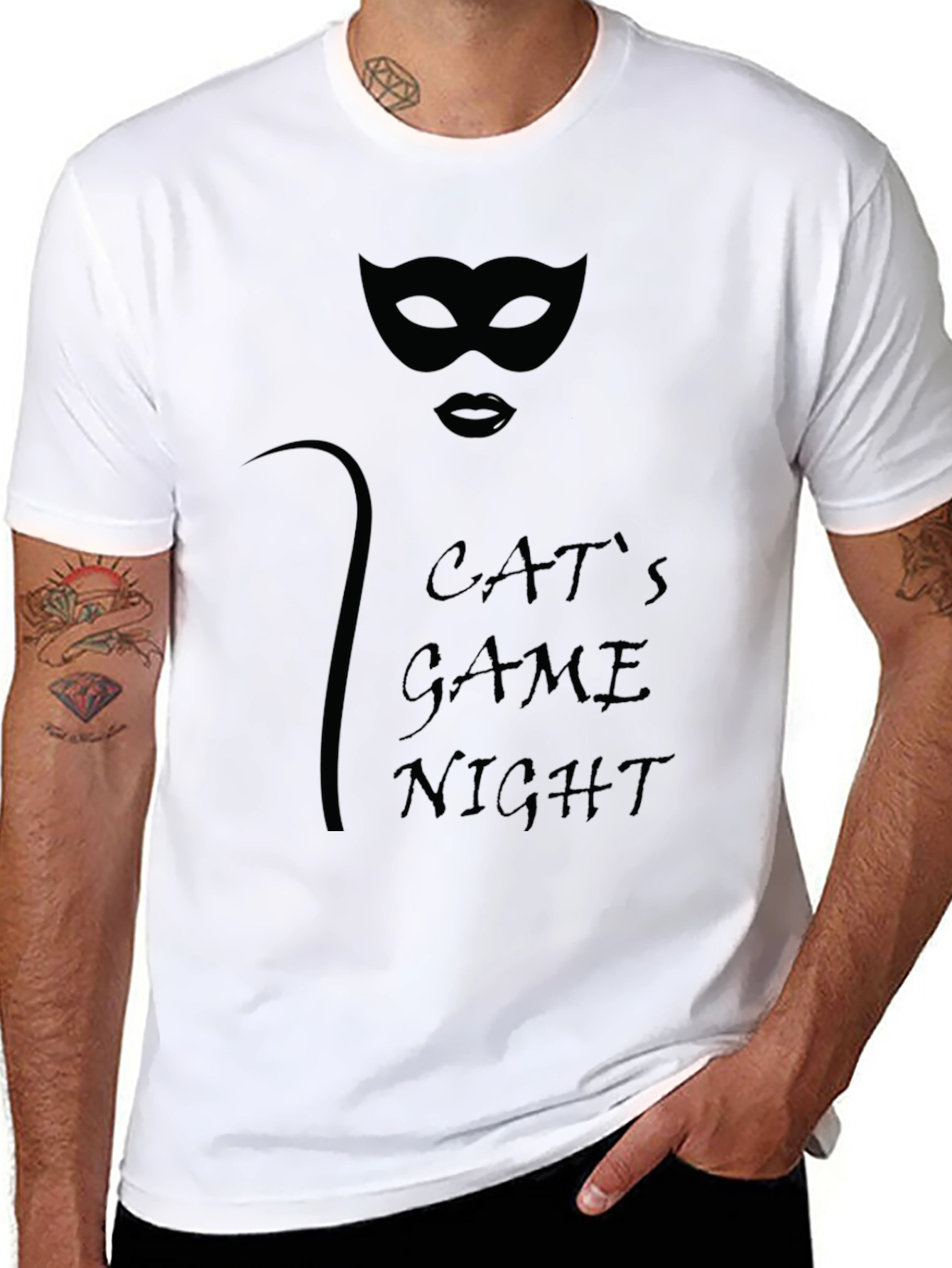 Cats Game Night Graphic Tee - Sleek Black T-Shirt