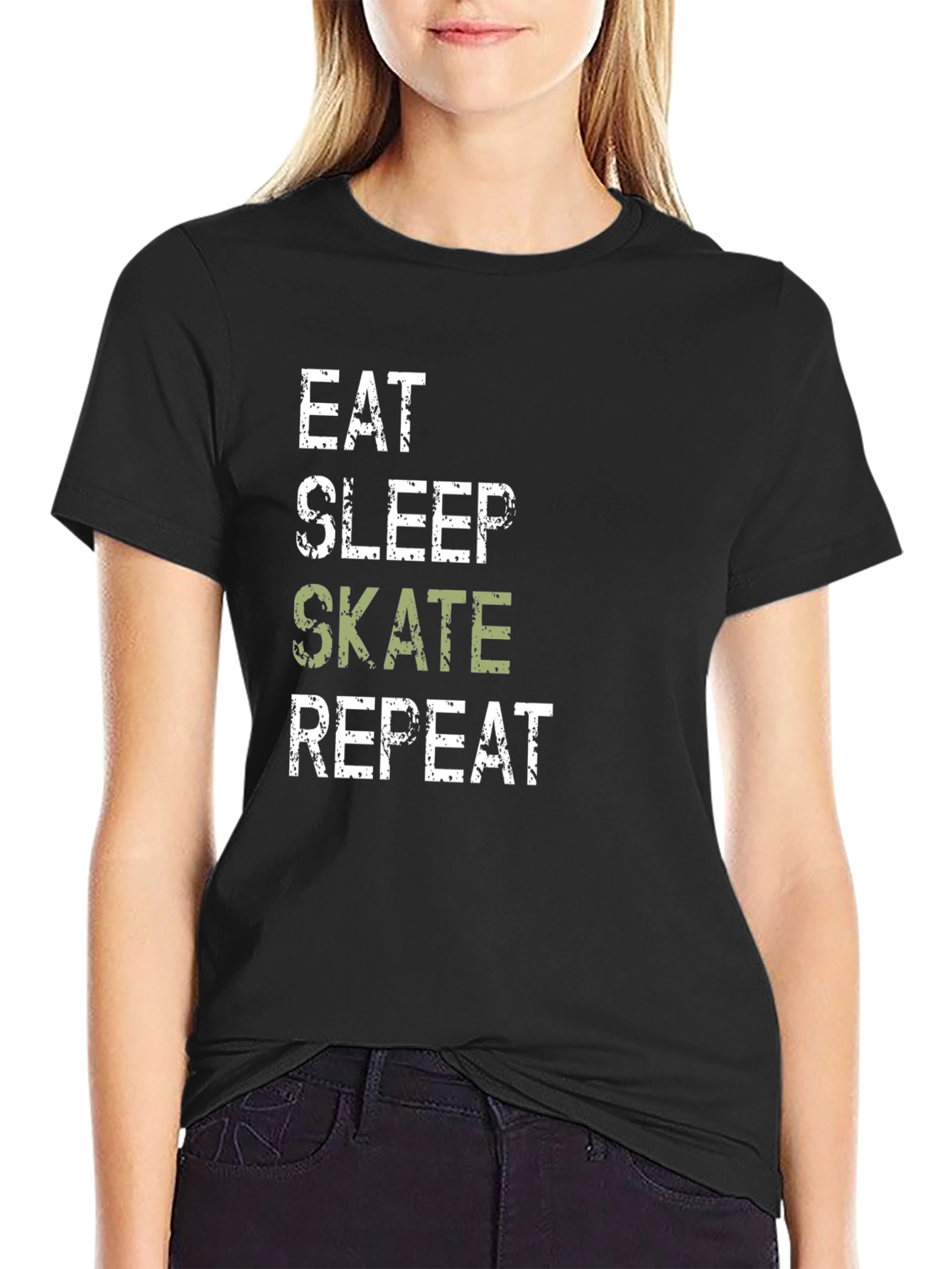 Eat Sleep Skate Repeat Black Graphic Tee
