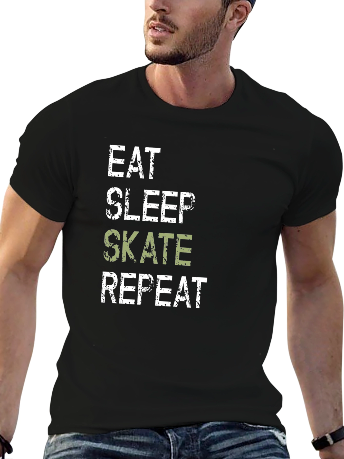 Eat Sleep Skate Repeat Black Graphic Tee