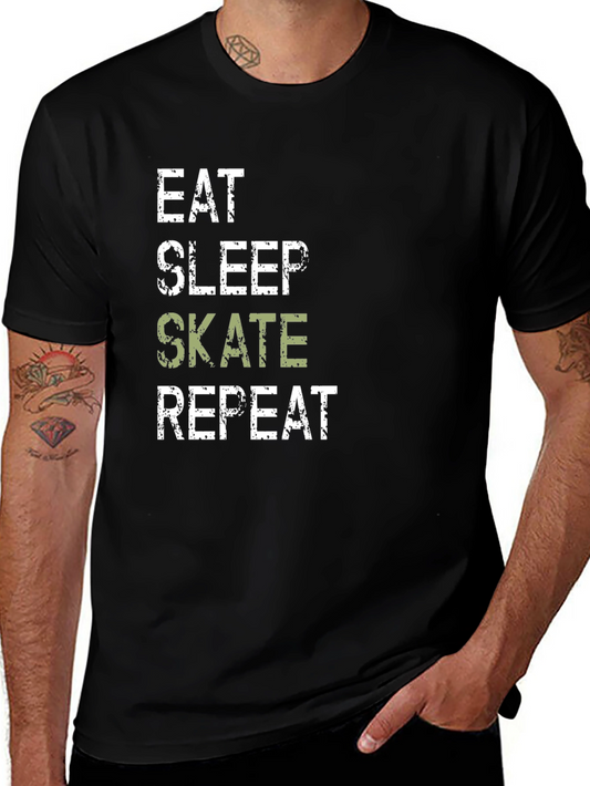 Eat Sleep Skate Repeat Black Graphic Tee