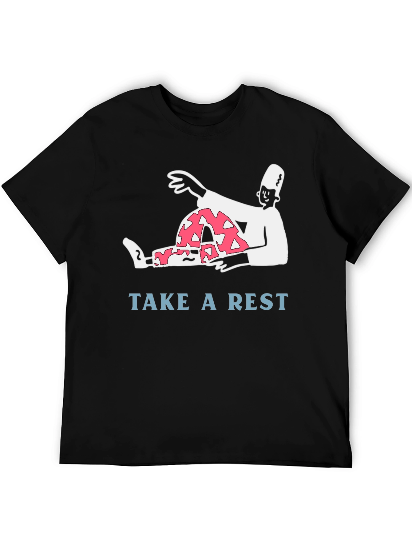 Relaxed Cartoon Graphic Tee - Take a Rest T-Shirt