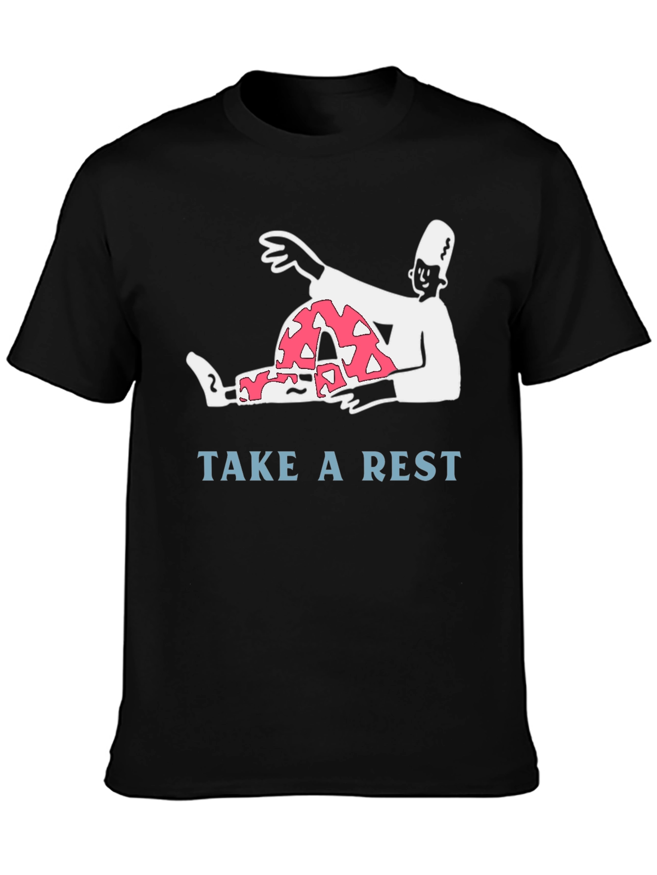 Relaxed Cartoon Graphic Tee - Take a Rest T-Shirt