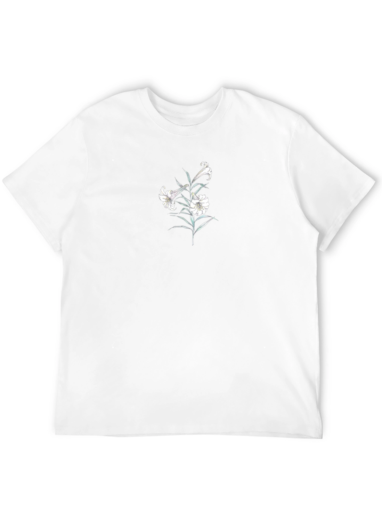 Black Tee with Floral Lily Design