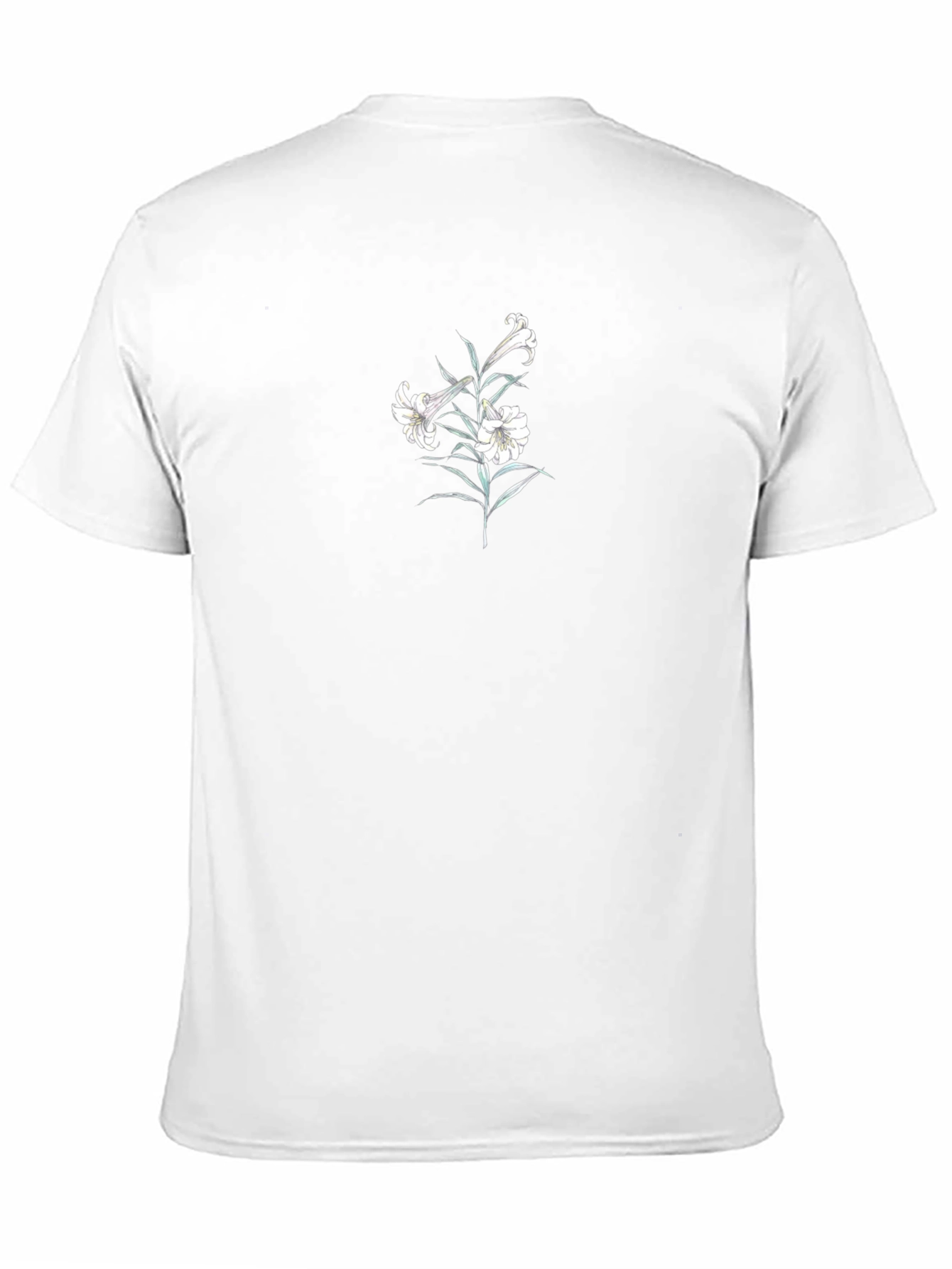 Black Tee with Floral Lily Design