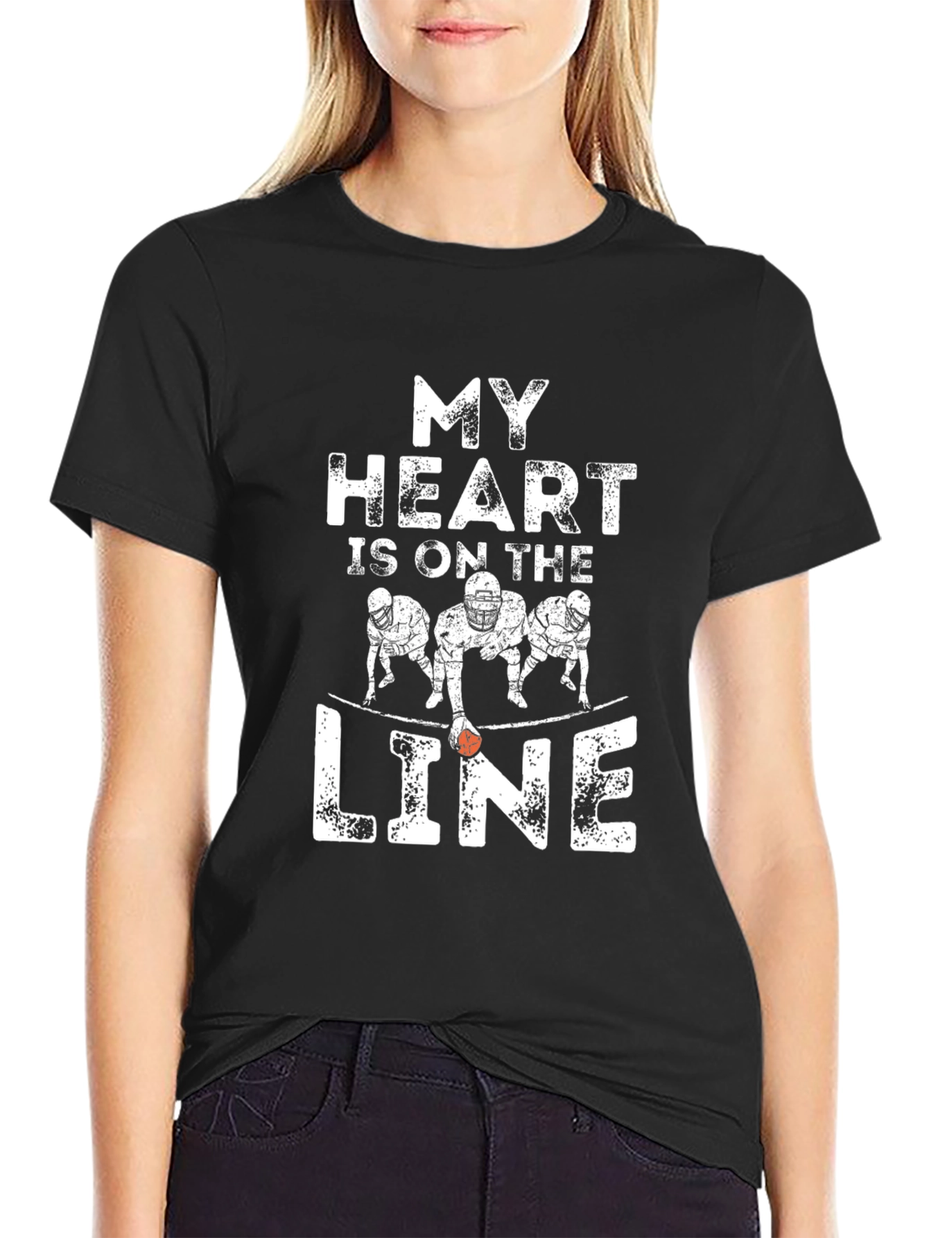 My Heart Is On The Line Football T-Shirt