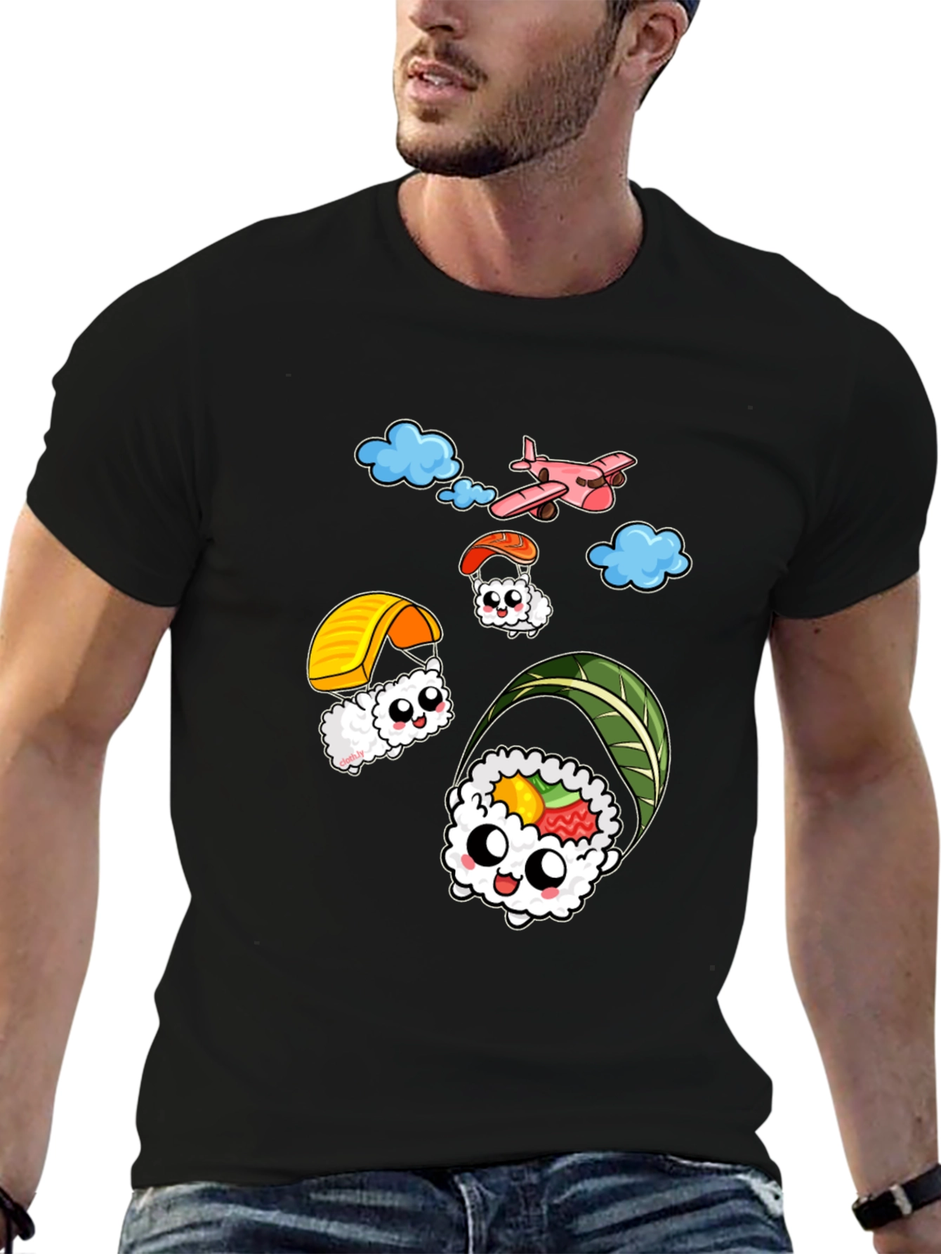Sushi Parachute T-Shirt - Fun Foodie Tee