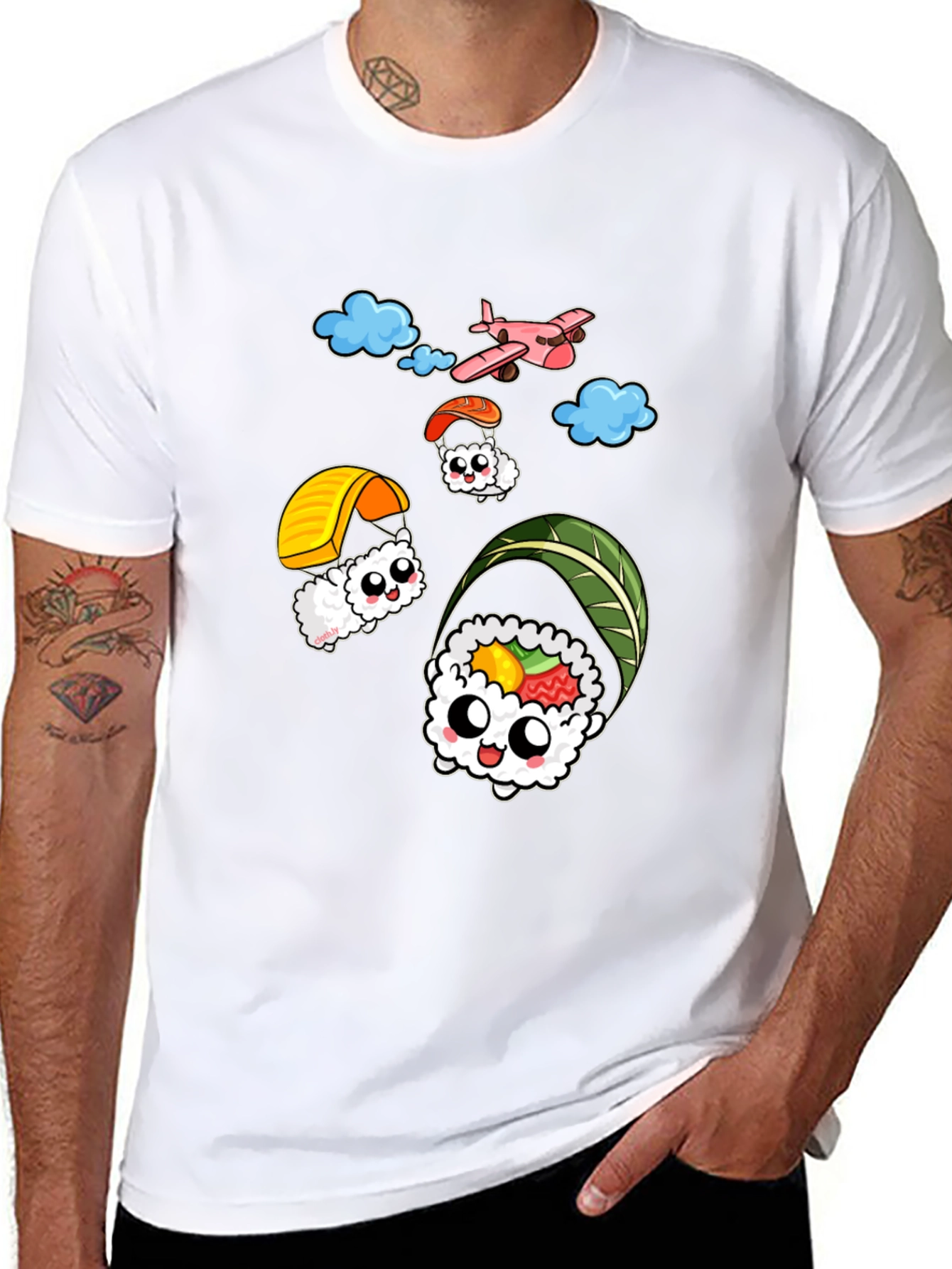 Sushi Parachute T-Shirt - Fun Foodie Tee