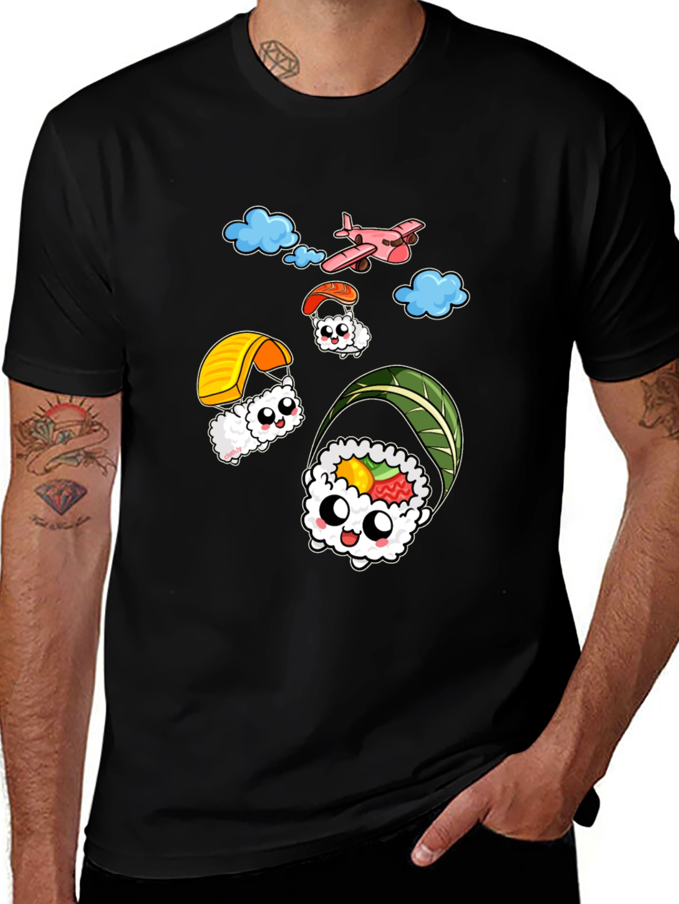 Sushi Parachute T-Shirt - Fun Foodie Tee