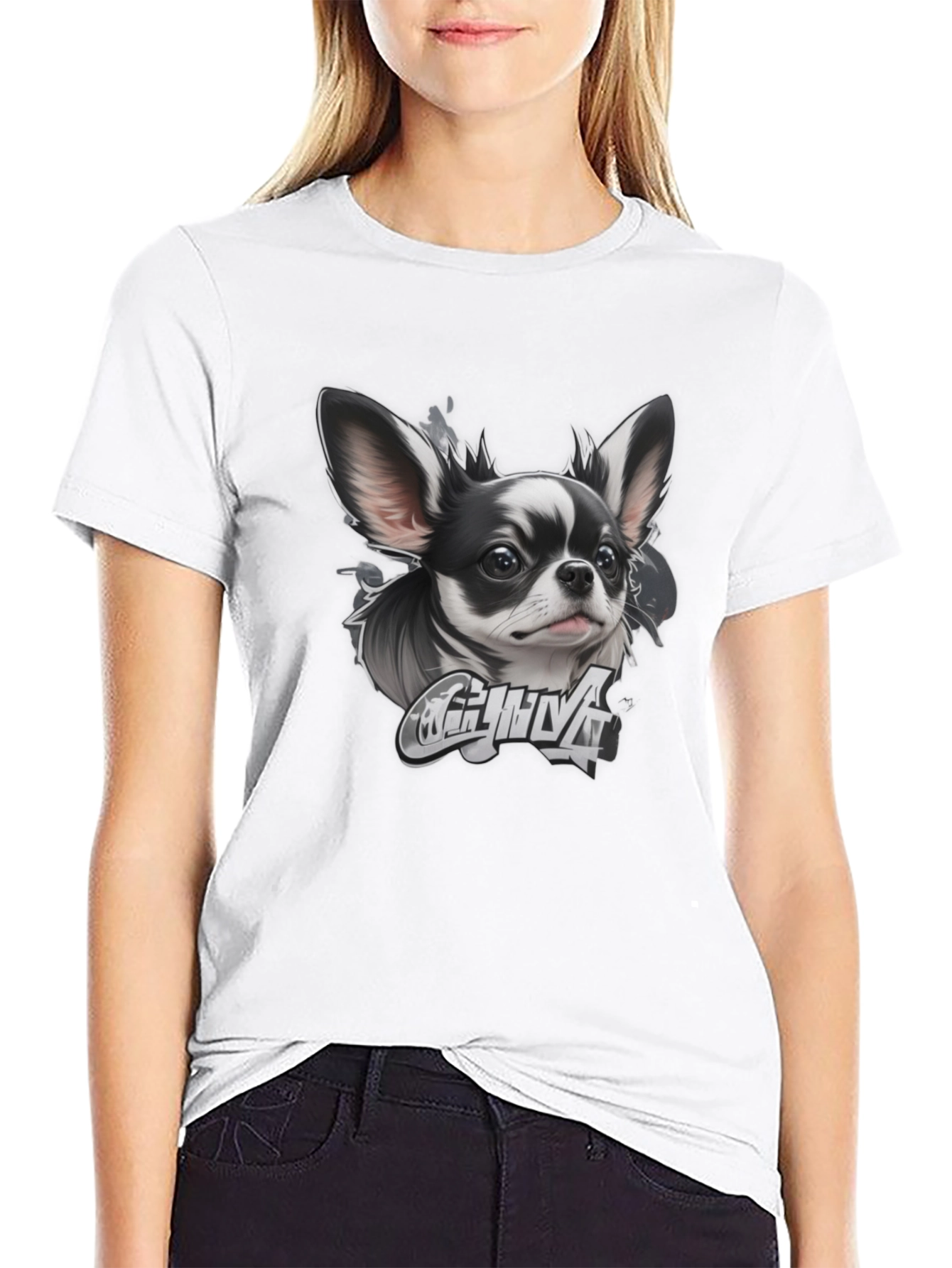 Chihuahua Dog Graphic T-Shirt - Black