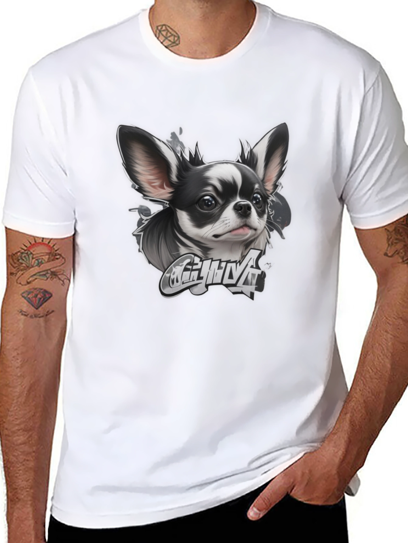 Chihuahua Dog Graphic T-Shirt - Black